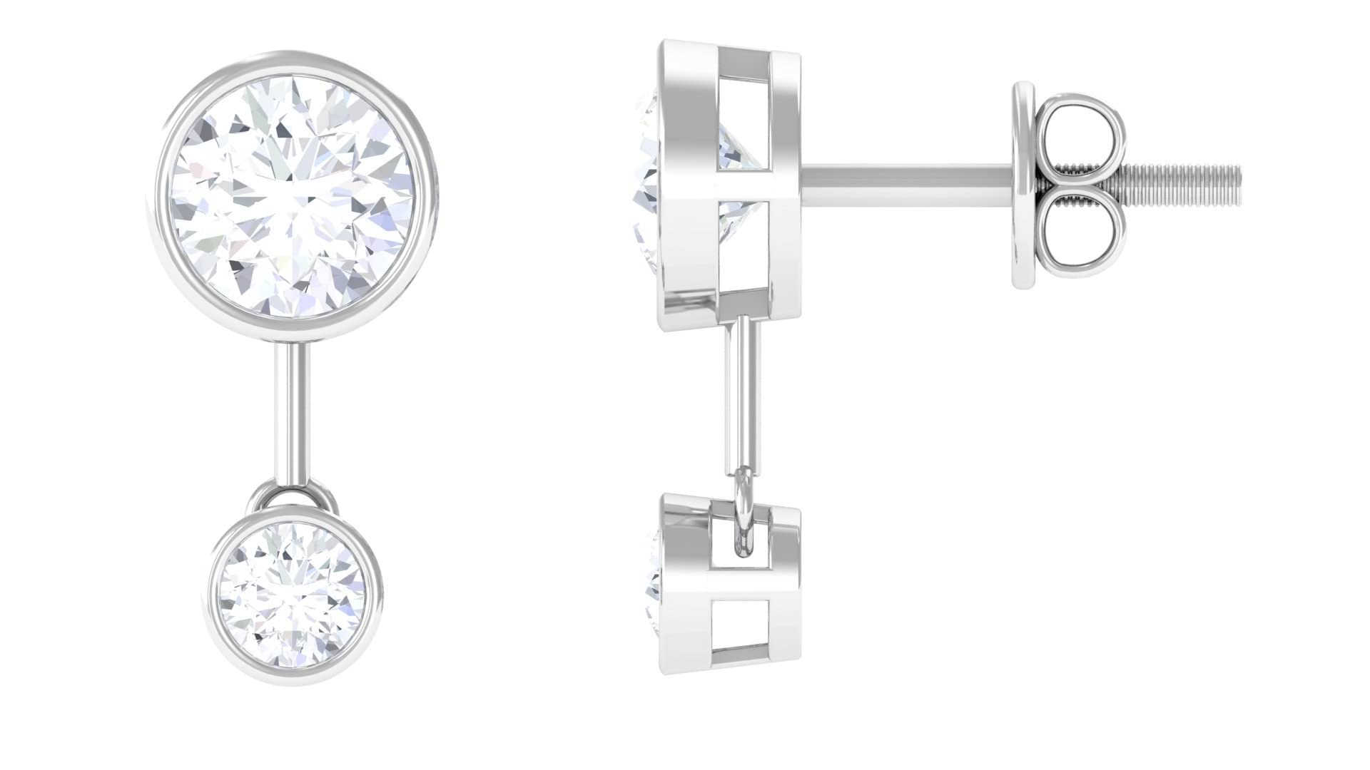 1.25 CT Moissanite Stud Drop Earrings for Women - 14K Solid Gold Simple Elegant Dangle Earrings - Perfect for Weddings, Parties & Everyday Wear