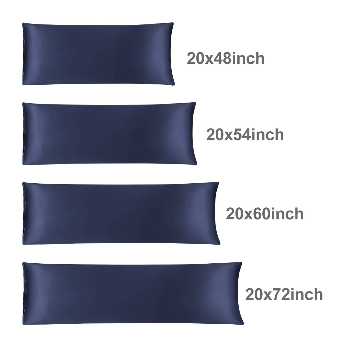 Luxury Navy Blue Silky Satin Body Pillow Cover 20x72 Inch - Cooling Anti-Wrinkle Pillowcase for Hair & Skin Care - Perfect for Sleeping, Travel & Home Decor