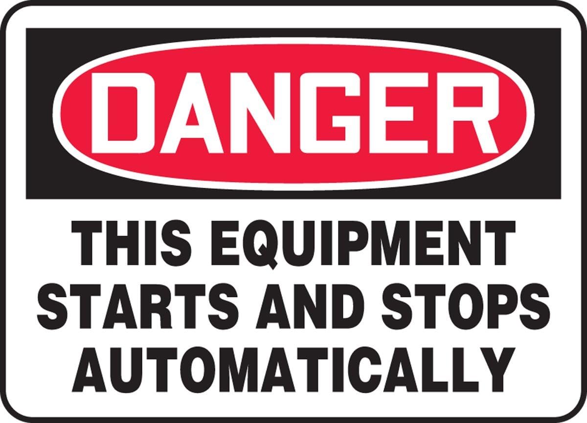 Danger Warning Sign - Automatic Start/Stop Equipment - Safety Alert for Industrial & Warehouse Use