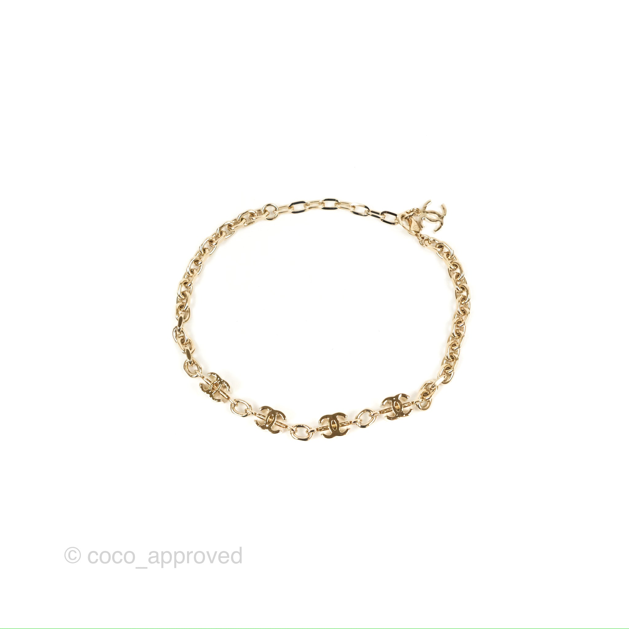 Chanel CC Chain Choker Necklace 22K Gold Plated Elegant Layering Jewelry for Women - Perfect for Evening Parties, Date Nights & Special Occasions