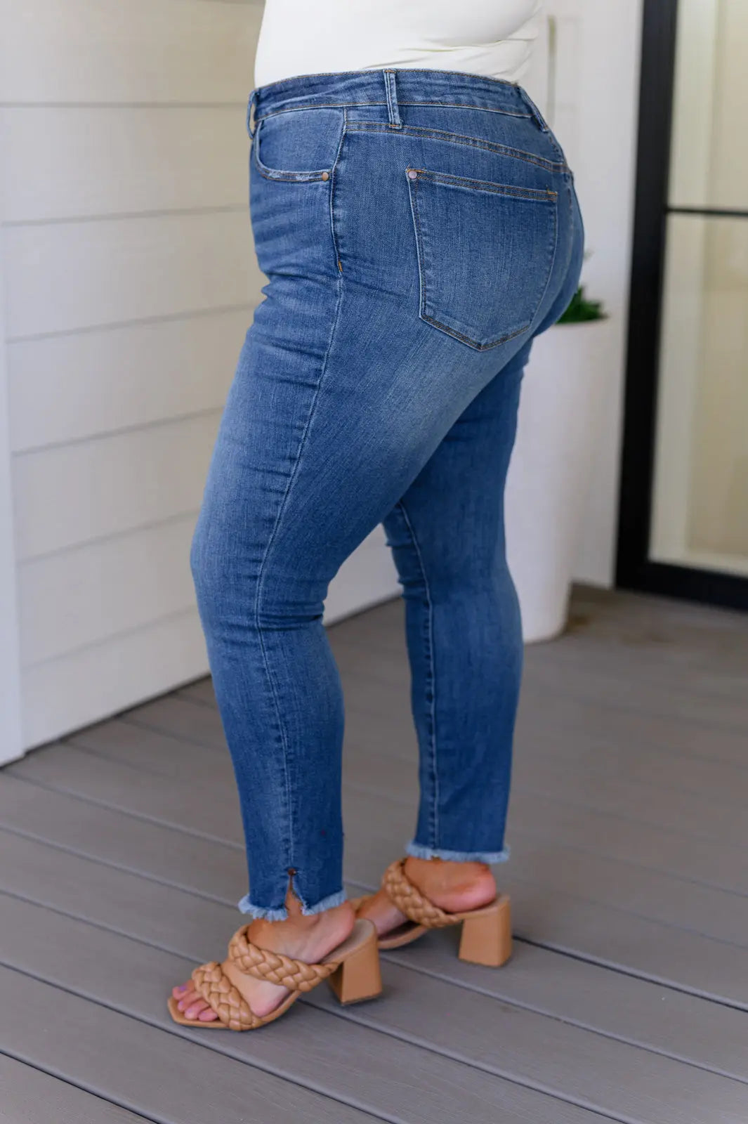 Amy High Rise Control Top Side Slit Skinny Jeans for Women - Slimming Stretch Denim Pants with Tummy Control - Perfect for Work, Date Night & Casual Outings