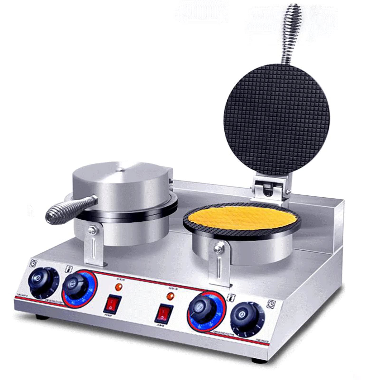 Commercial Ice Cream Cone Maker 1200W - Double Head Electric Waffle Cone Machine with Nonstick Coating - Perfect for Restaurants, Dessert Shops, Snack Bars & Home Use - Make Crispy Waffle Cones for Ice Cream, Gelato & Desserts