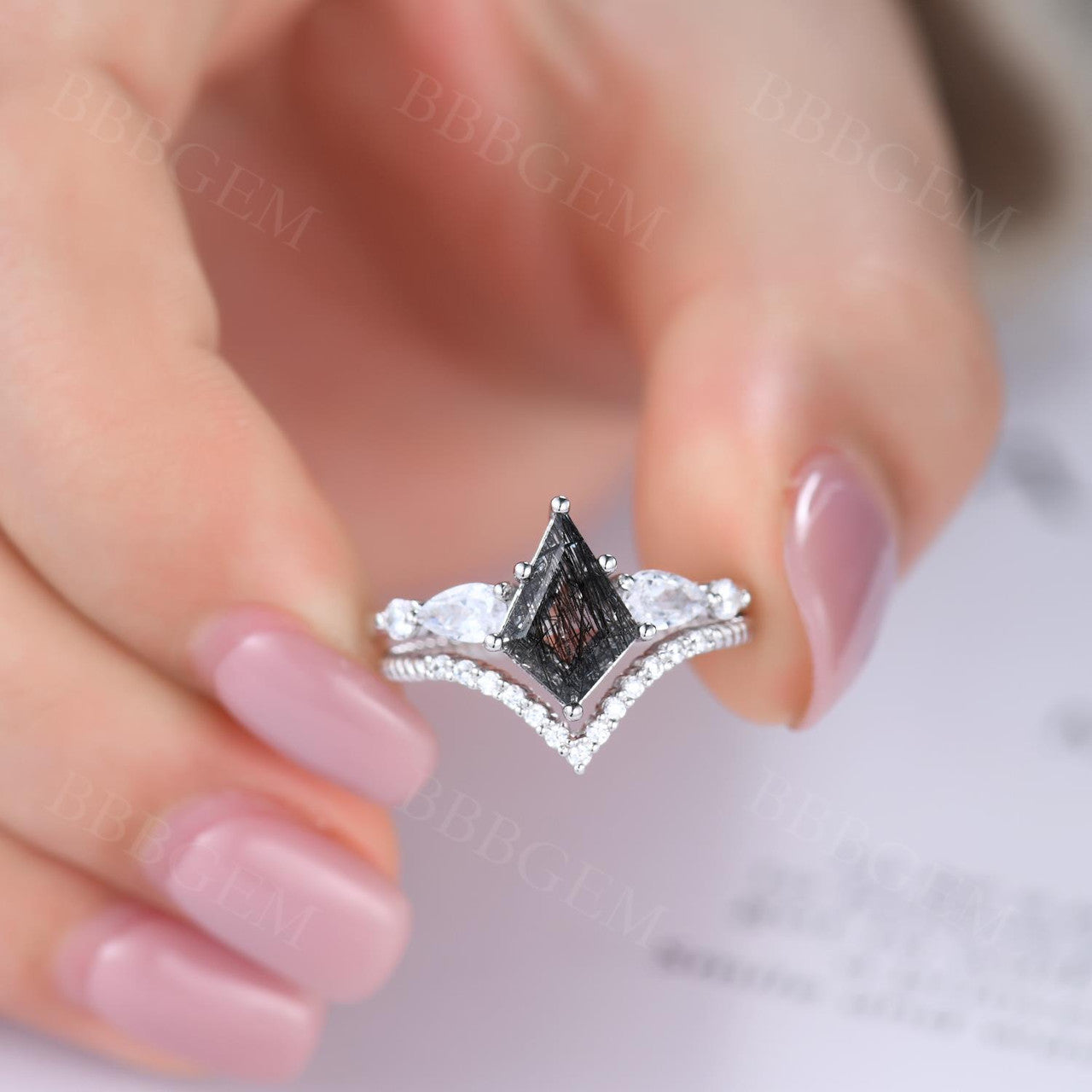 Elegant Kite-Shaped Step Cut Black Rutilated Quartz Tourmaline Statement Ring for Women | Unique Handmade Jewelry Gift for Birthday, Anniversary & Special Occasions | Perfect for Evening Parties, Date Nights & Fashion Accessories