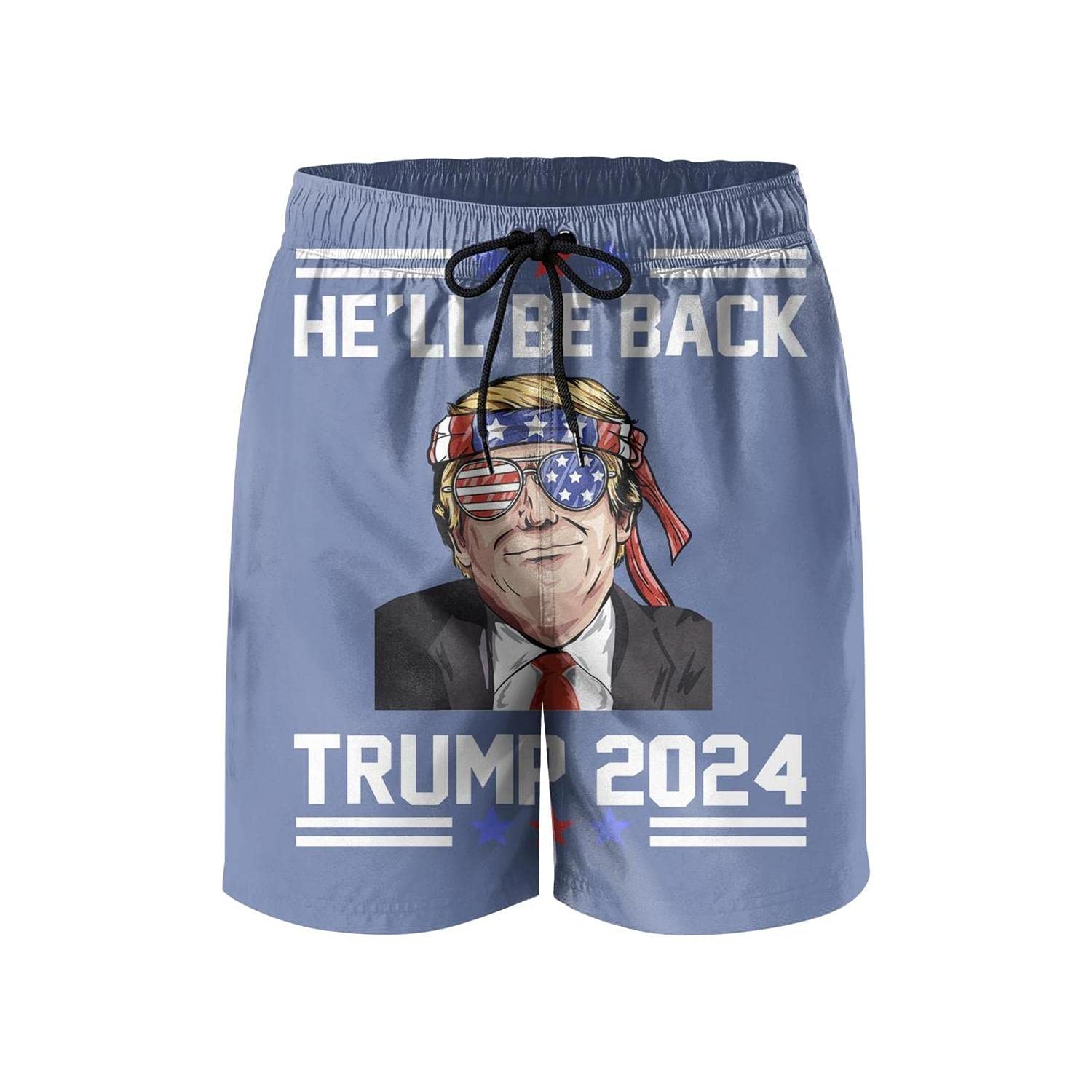 Trump 2024 Men's Swim Trunks - Quick-Dry Breathable Swim Shorts for Men, Comfortable Board Shorts for Swimming, Beach & Pool Activities - White