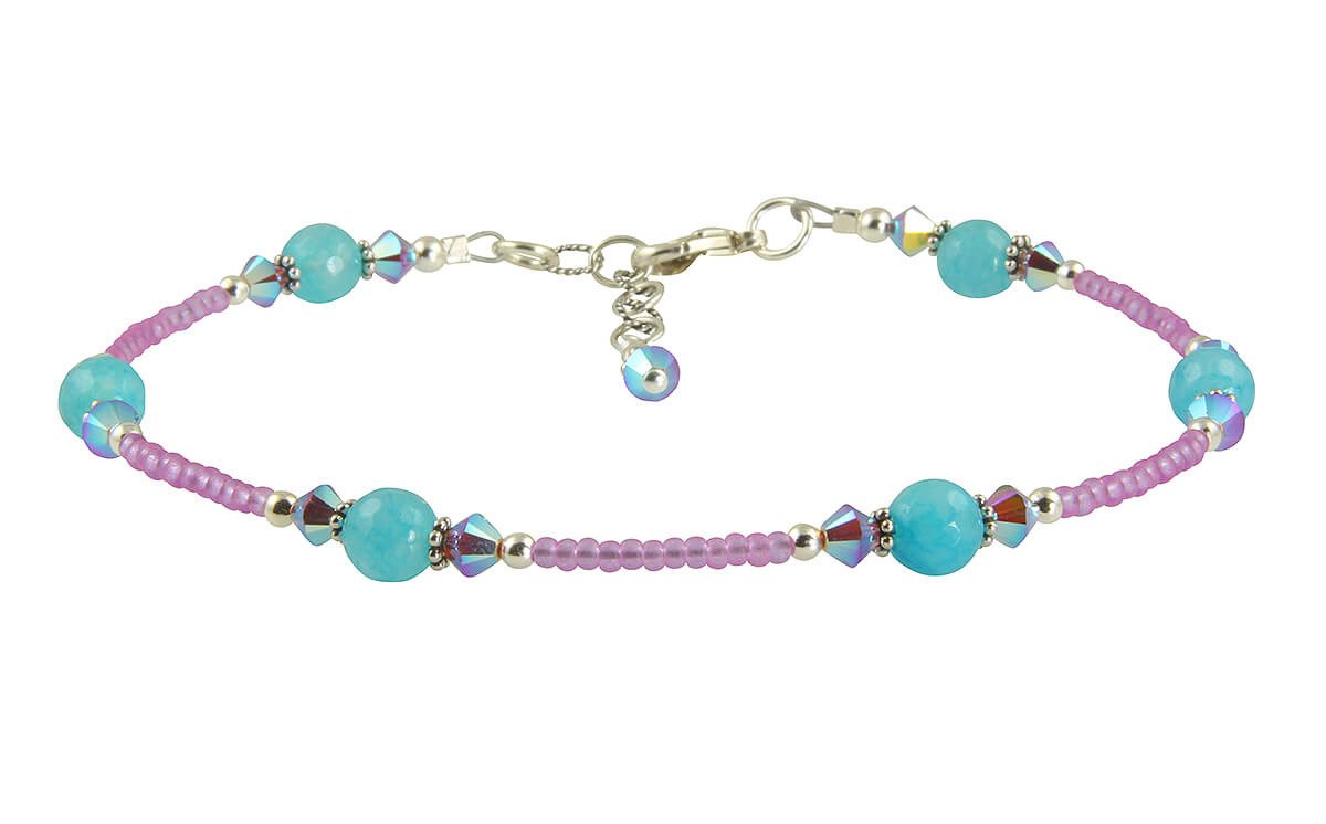 Shimmering Violet Aqua Gemstone Anklet for Women - Elegant Adjustable Ankle Bracelet for Beach, Party & Boho Fashion Accessories