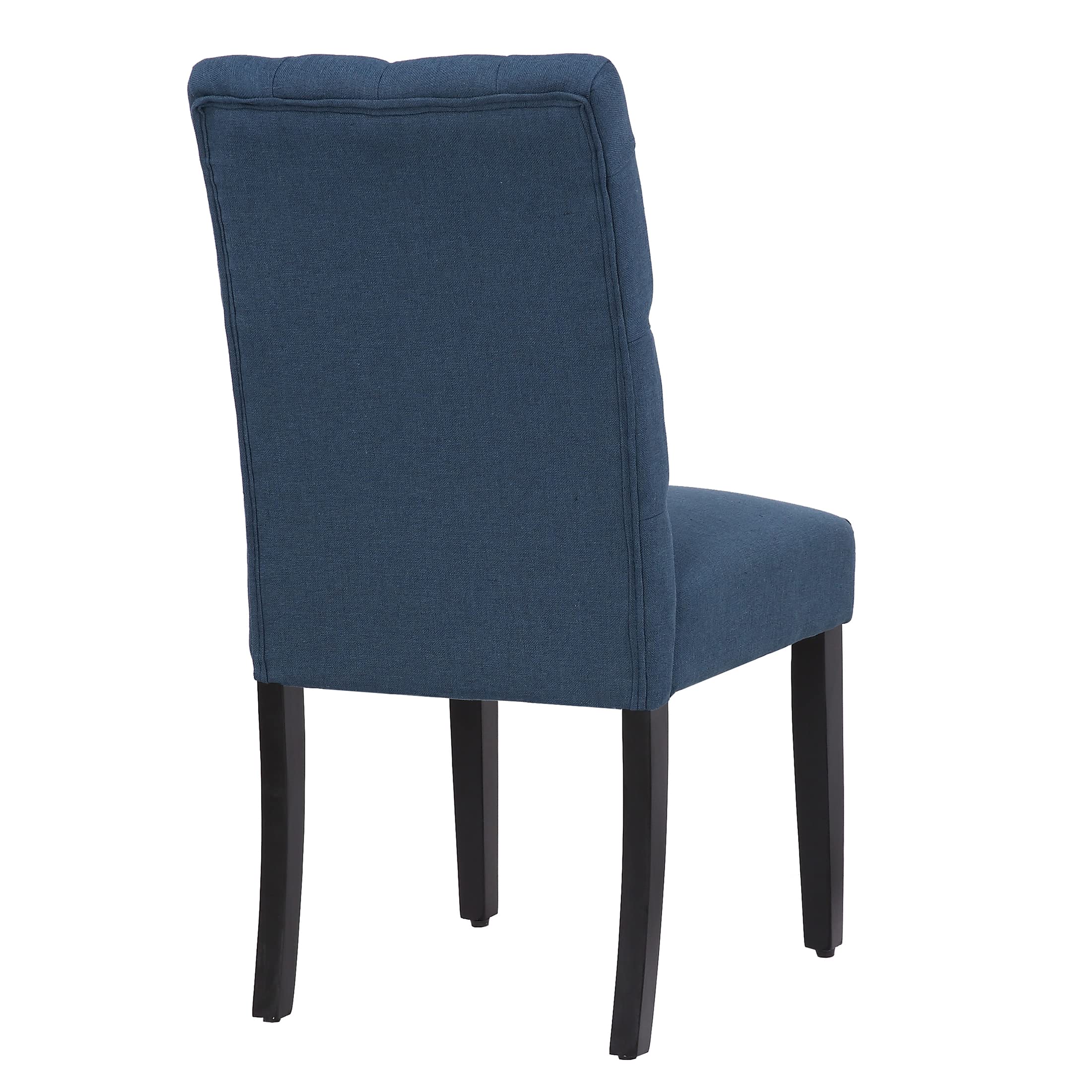 WestinTrends Hayes Tufted Dining Chairs - Set of 2 Blue Linen Fabric Upholstered Kitchen Chairs with Solid Wood Legs for Dining Room, Kitchen, Breakfast Nook & Home Decor