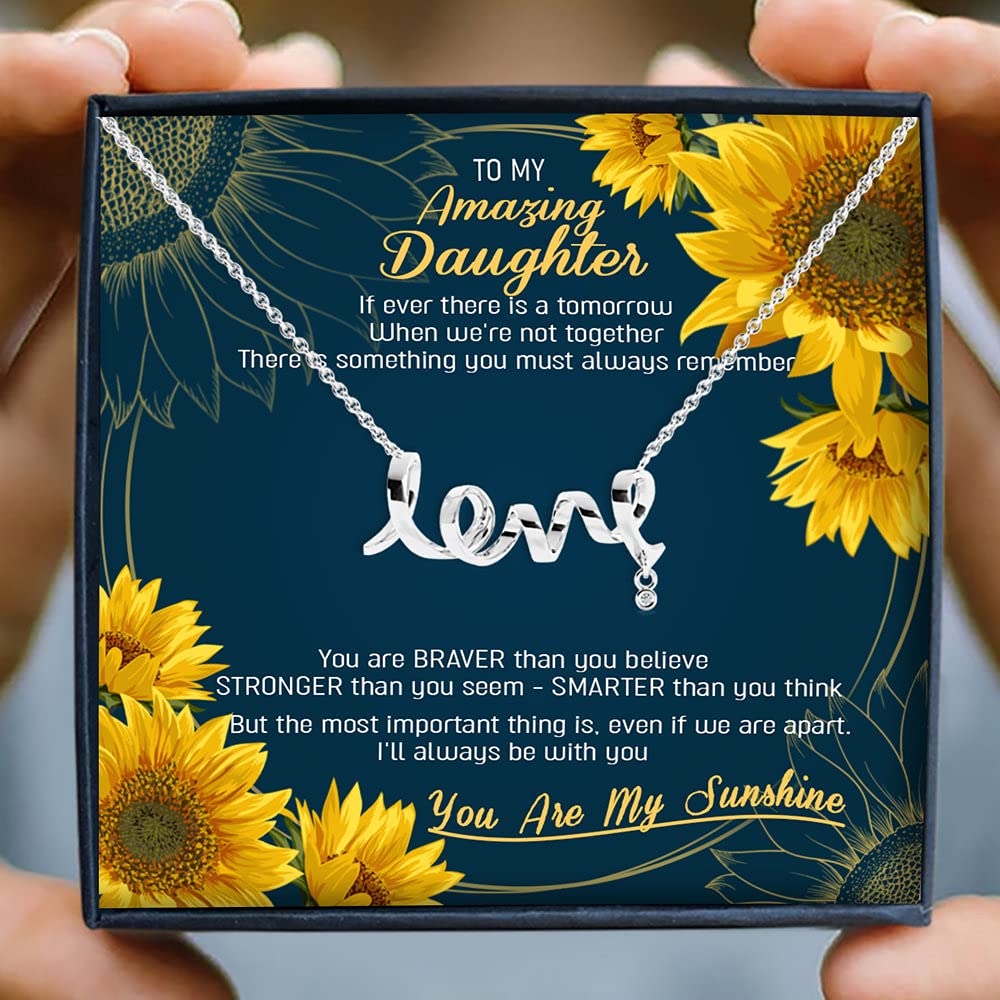 You Are My Sunshine Scripted Love Necklace - Heartfelt Gift for Daughter, Valentine's Day, Birthday & Anniversary - Perfect for Everyday Wear & Special Occasions