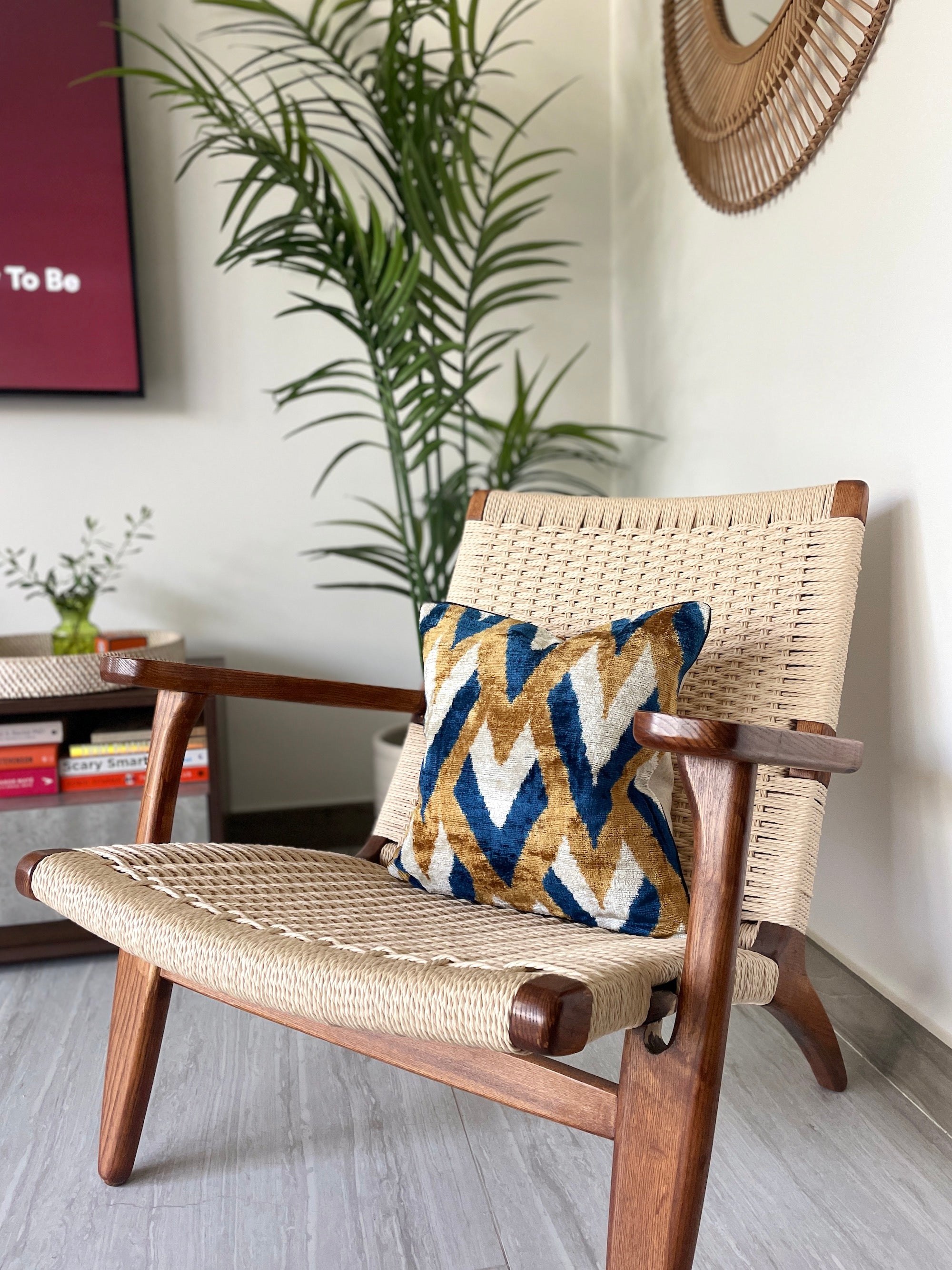 Luxury Velvet Ikat Pillow Cover - Sand Castle Design | Decorative Throw Pillow for Sofa, Bed & Home Decor | Soft & Stylish Living Room Accent Cushion