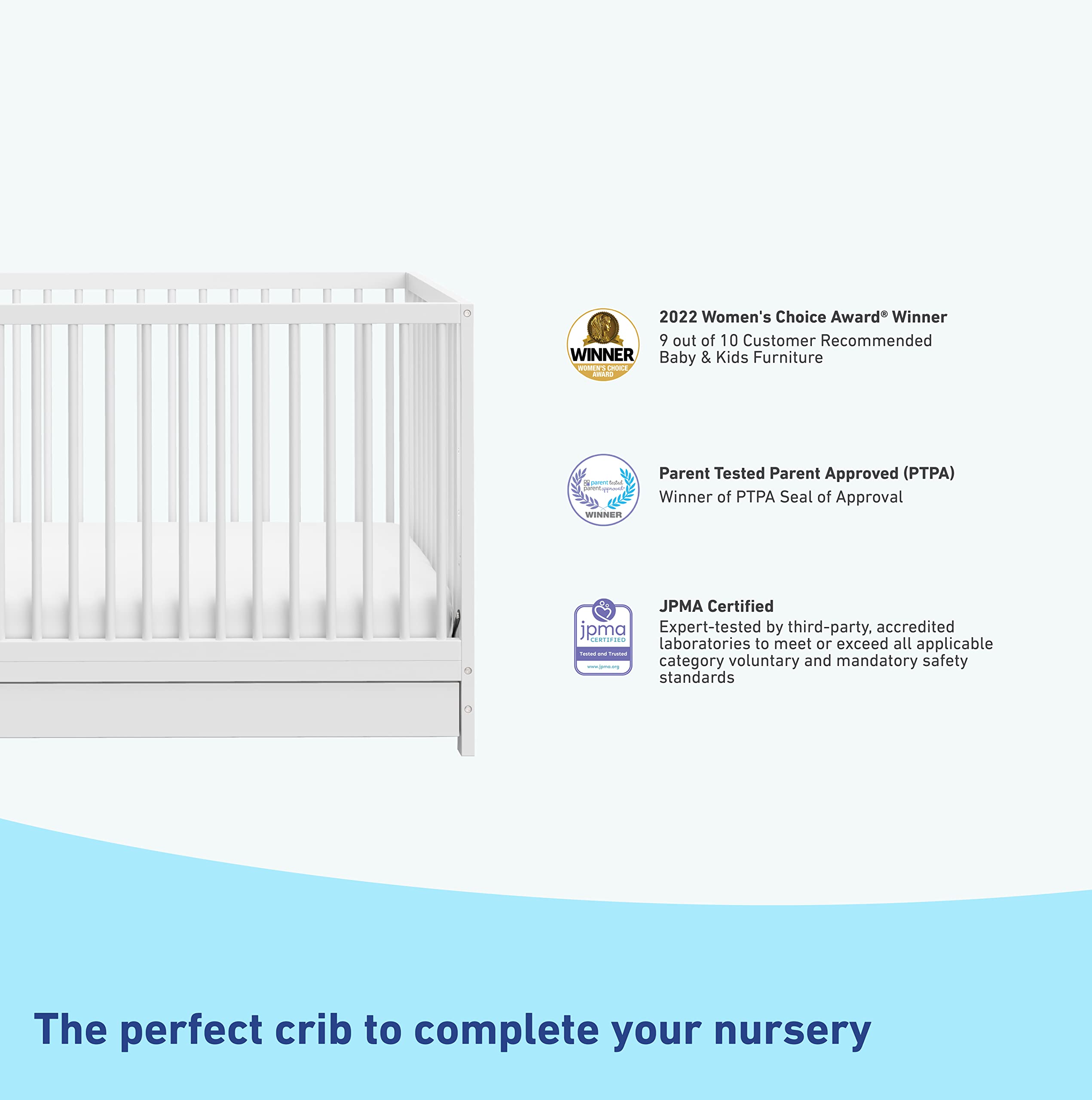 Graco Teddi 5-in-1 Convertible Baby Crib (White) – GREENGUARD Gold Certified, Nursery Crib with Storage Drawer, Converts to Toddler Bed/Daybed/Full-Size Bed – Perfect for Newborns to Teens, Ideal for Small Nursery Spaces & Shared Kids' Rooms