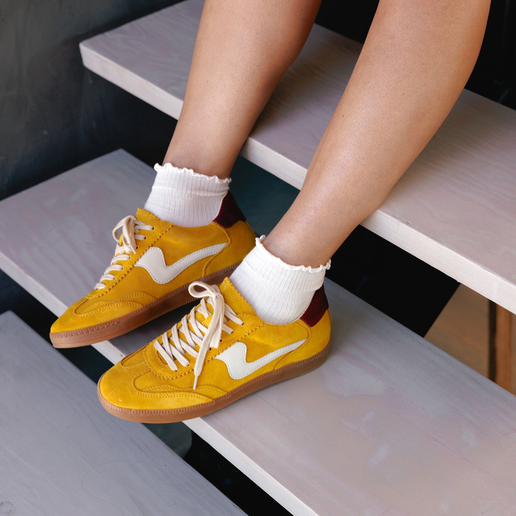 Mustard Suede Sneakers for Men & Women - Stylish Casual Shoes for Walking, Running & Everyday Wear