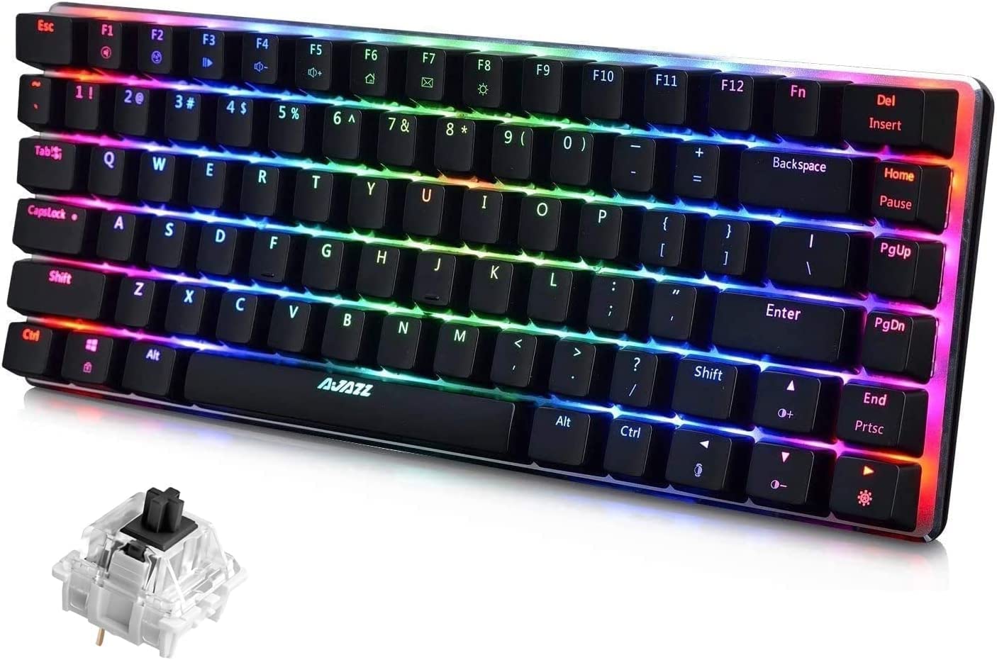 LexonElec AK33 RGB Mechanical Gaming Keyboard - 82 Key Compact Wired Keyboard with 20 LED Backlit, Black Switch, Waterproof & Ergonomic Design for PC, Laptop, Mac, Xbox, PS4, PS5 (Black RGB) - Perfect for Gaming, Office Work & Typing