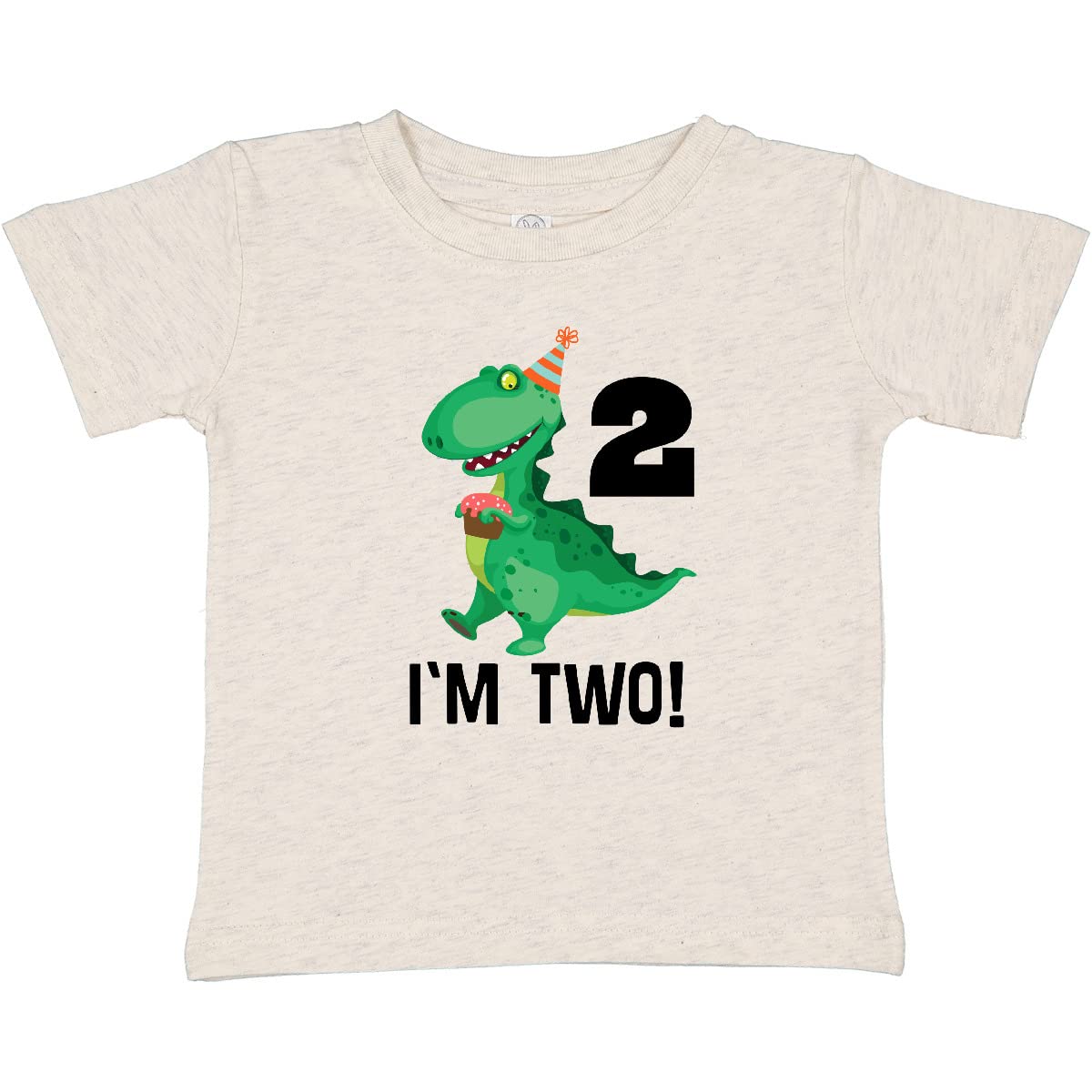 Inktastic 2nd Birthday Dinosaur T-Shirt for 2 Year Old Boys & Girls - Cute Dino Graphic Tee for Toddler Birthday Party Outfits & Casual Wear