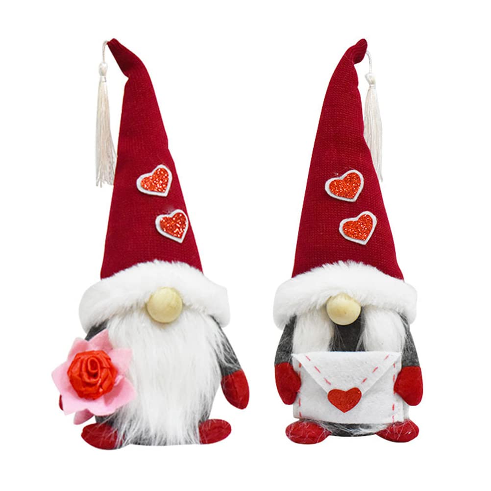 LUOZZY 2 Pack Romantic Love Gnome Couple Figurines - Faceless Doll Decor for Valentine's Day, Wedding, Anniversary Gifts - Perfect for Home Desktop Decor, Party Centerpieces & Couples Gift Ideas