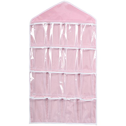 16-Pocket Clear Hanging Closet Organizer for Underwear, Bras, Socks, Makeup & Sunglasses | Space-Saving Storage Solution for Bedroom & Home | Perfect for Closet, Dorm, Travel & Small Space Organization
