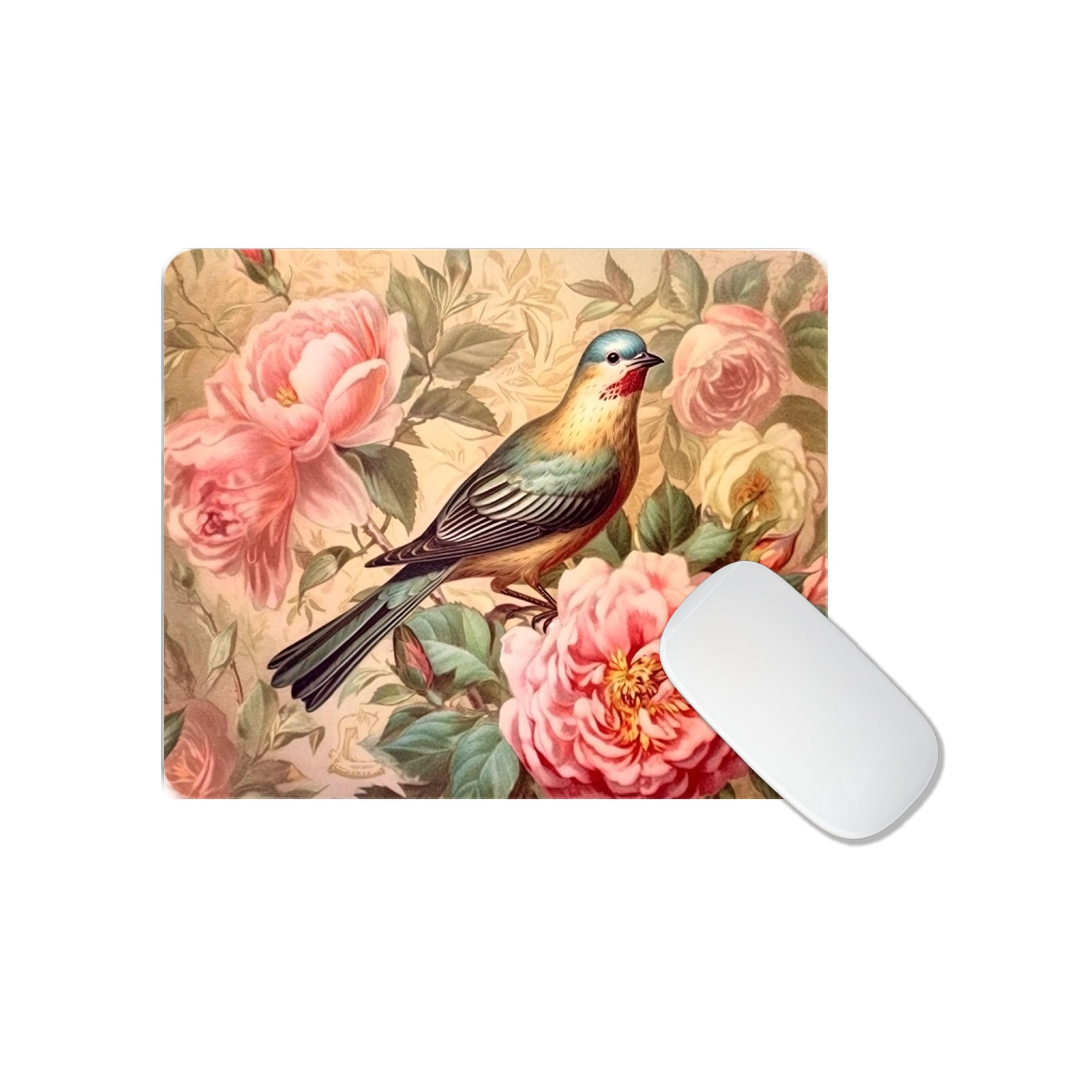Premium Non-Slip Rubber Mouse Pad for Computer, Laptop & Gaming - Floral Peony Design - Perfect for Home Office, Work & Gaming Setup (Antique Pink) - Ergonomic Desk Accessory for Comfort & Precision