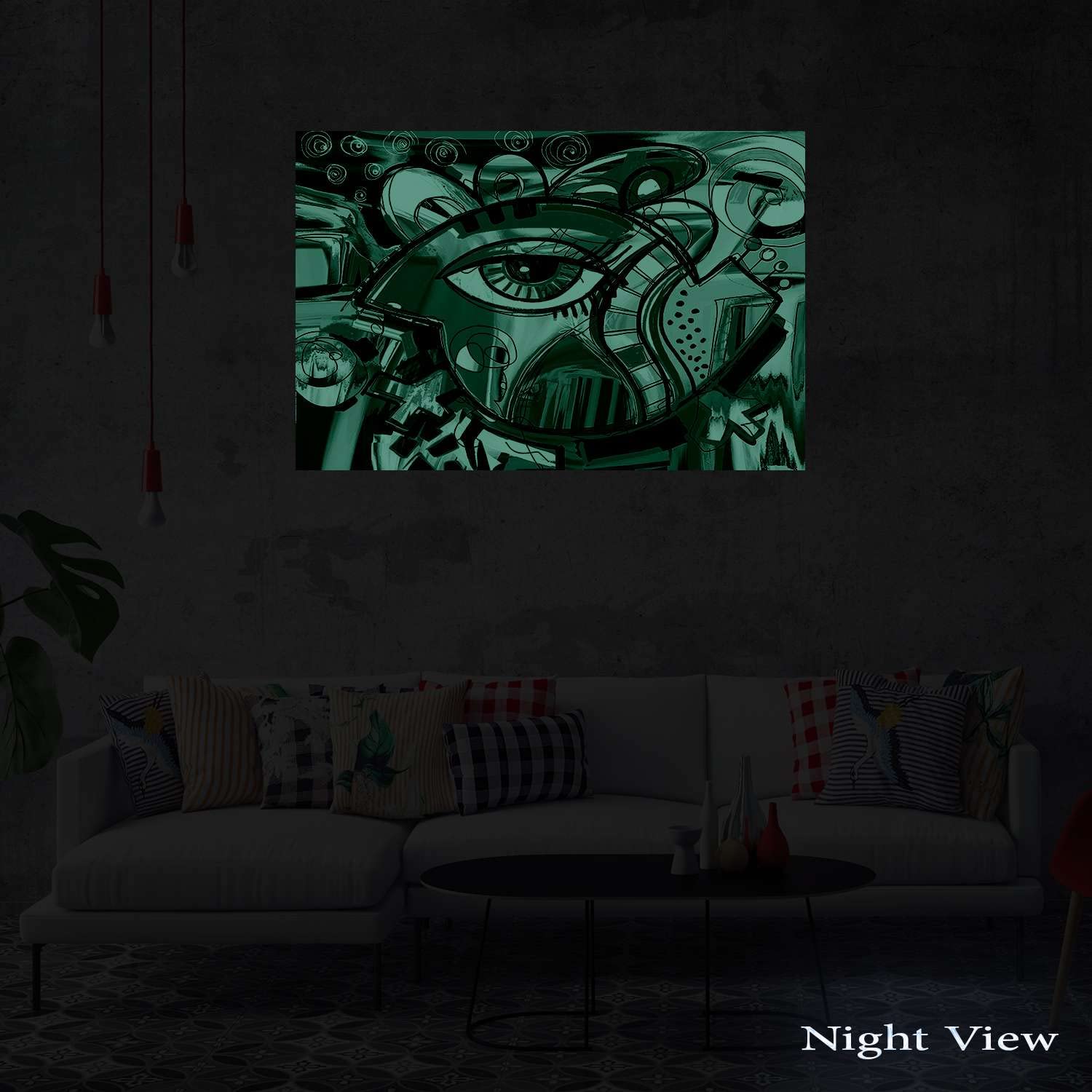 Startonight Luminous Abstract Bird Wall Art - 24x36 Inch Framed Canvas Print with Day & Night Effect, Modern Home Decor for Bedroom, Living Room & Office - Perfect for Ambient Lighting & Contemporary Interior Design