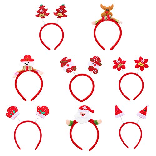 OSALADI 8Pcs Adorable Christmas Headbands for Kids - Festive Holiday Hair Accessories for Xmas Parties, School Plays & Family Photos