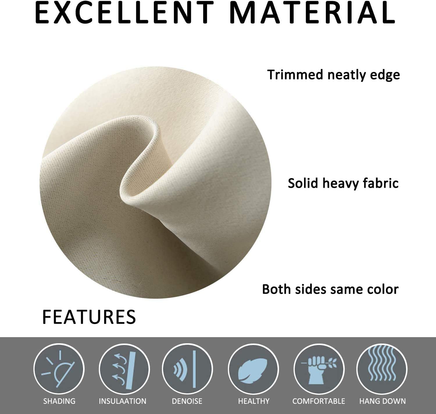 TWOPAGES Loft Curtain 180 Inch Long - Blackout Thermal Insulated Window Drapes for Living Room & Bedroom - Beige 1 Panel (50W x 180L) - Perfect for Home Theater, Nursery & Light-Sensitive Sleepers