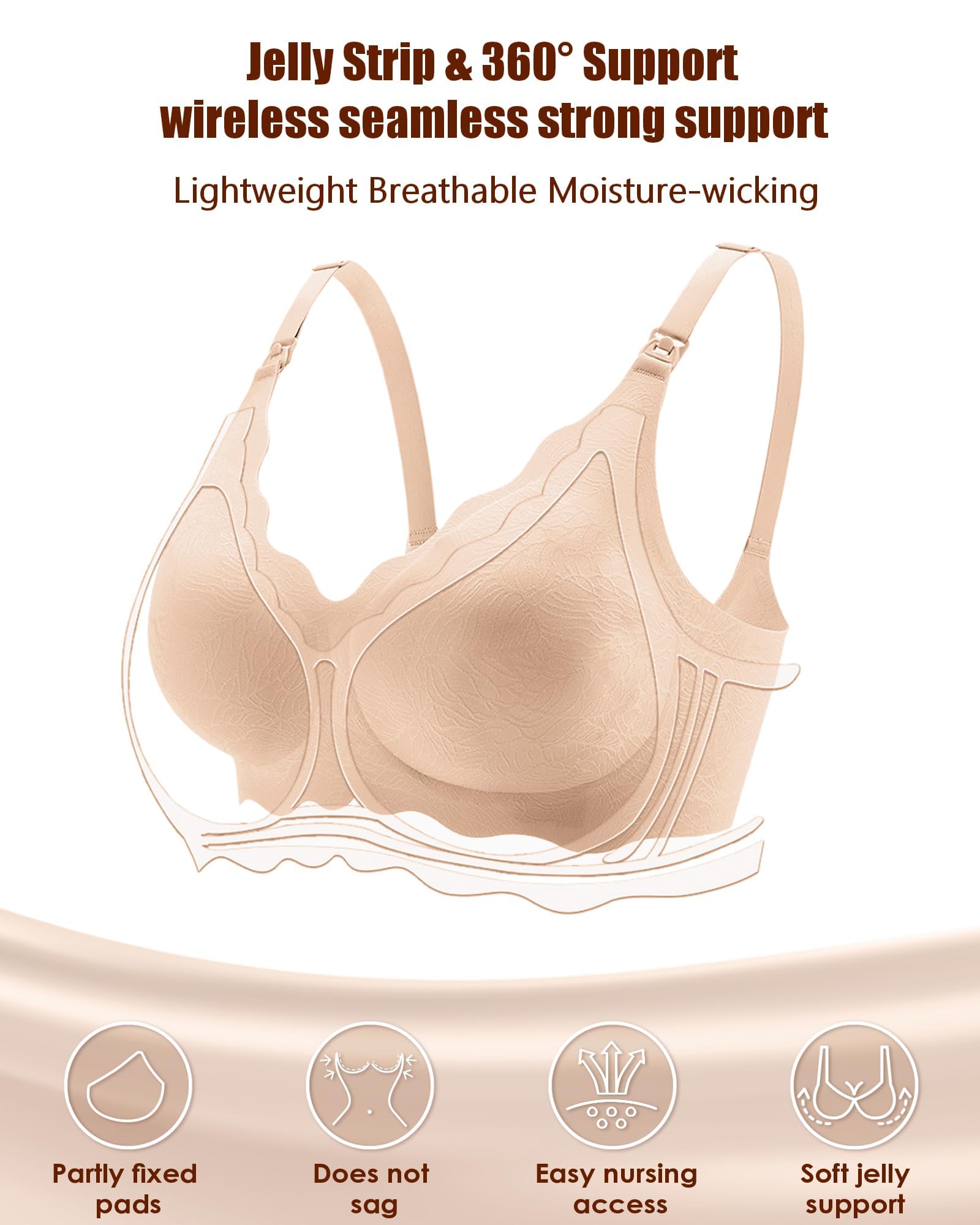 Comfortable Seamless Wireless Nursing Bra for Breastfeeding & Pumping - Maternity & Postpartum Support - Perfect for Daily Wear, Workouts, and Nighttime Nursing