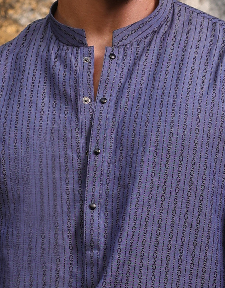 Premium Cotton Blue Kurta by J. Junaid Jamshed - Comfortable Traditional Pakistani Attire for Men - Perfect for Eid, Weddings & Special Occasions