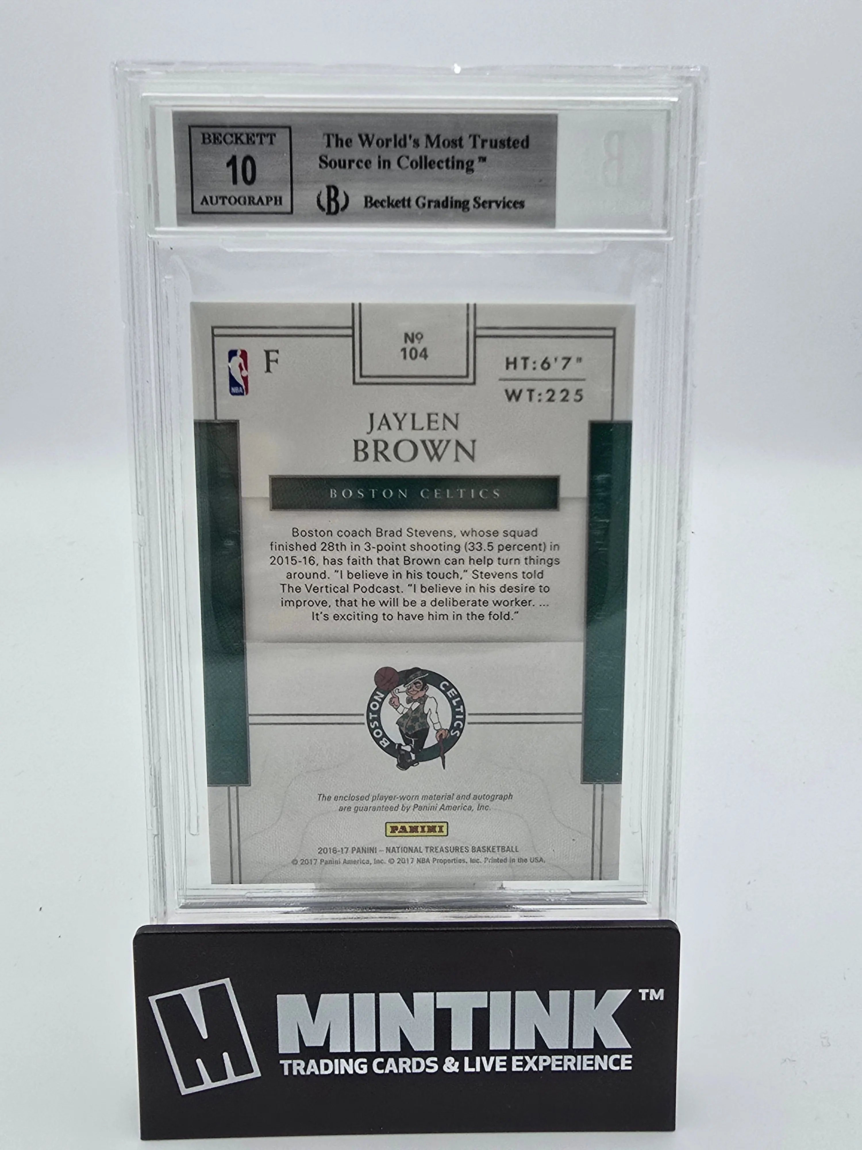 2016-17 Panini National Treasures Jaylen Brown Emerald RPA BGS 8.5 2/5 #104 - Rare Basketball Trading Card for Collectors & Investors - Perfect for Sports Memorabilia Displays & Auctions