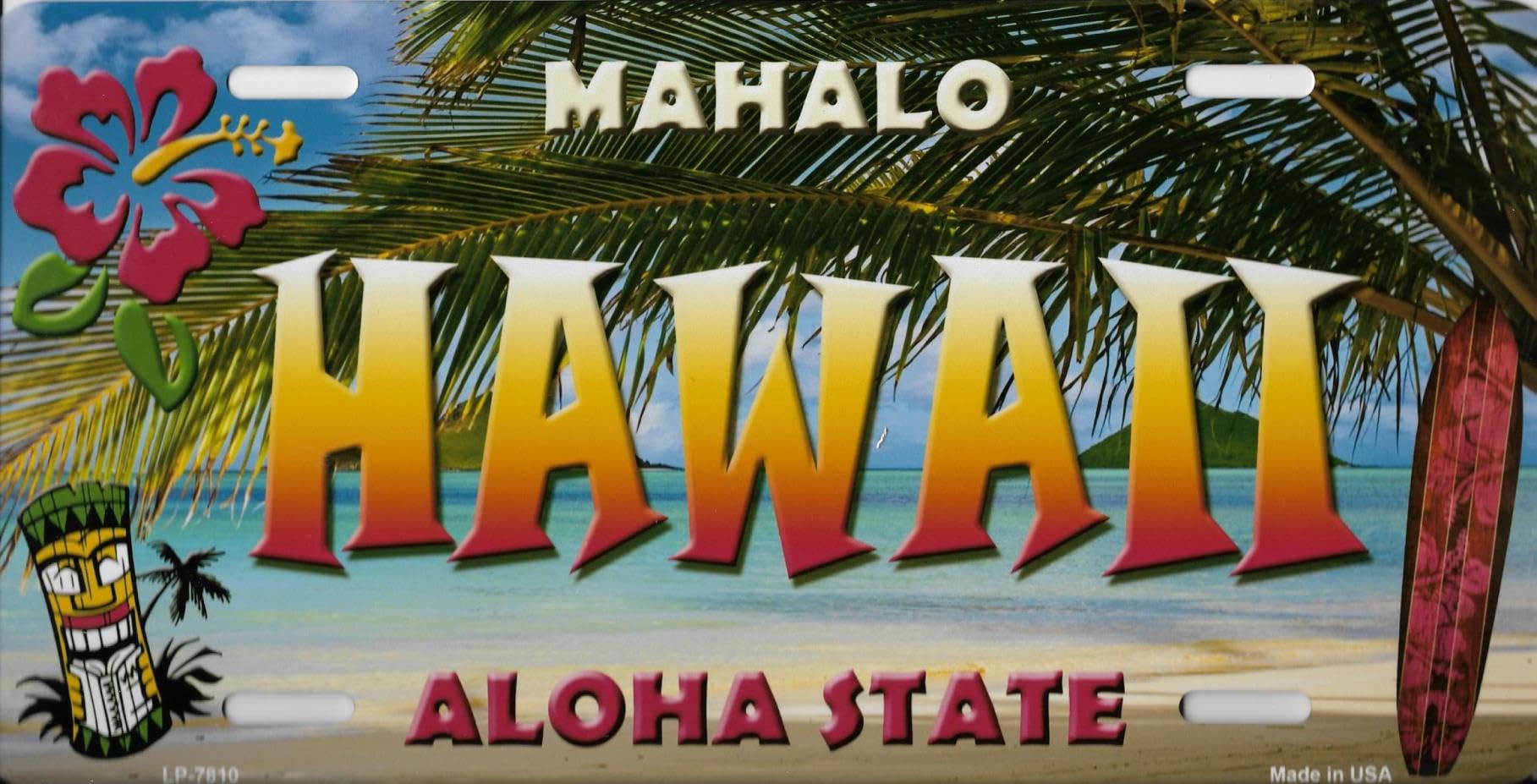 Hawaii State Novelty Metal License Plate Tag LP-7810 - Vintage Style Car Decor for Vehicles, Motorcycles & Room Wall Art - Perfect for Hawaiian Theme Parties, Beach Decor & Gifts