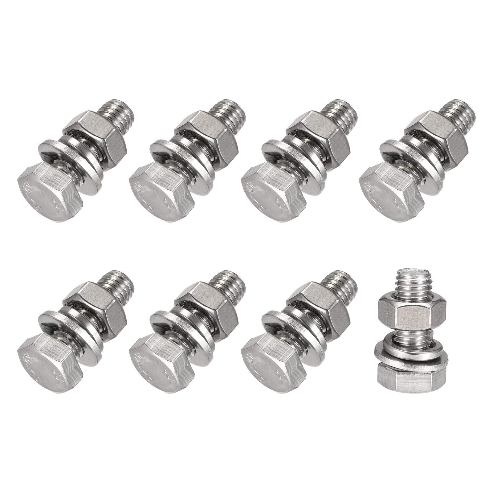 304 Stainless Steel M10x25mm Hex Screws Bolts Kit (8 Sets) - for Home Appliance Repair