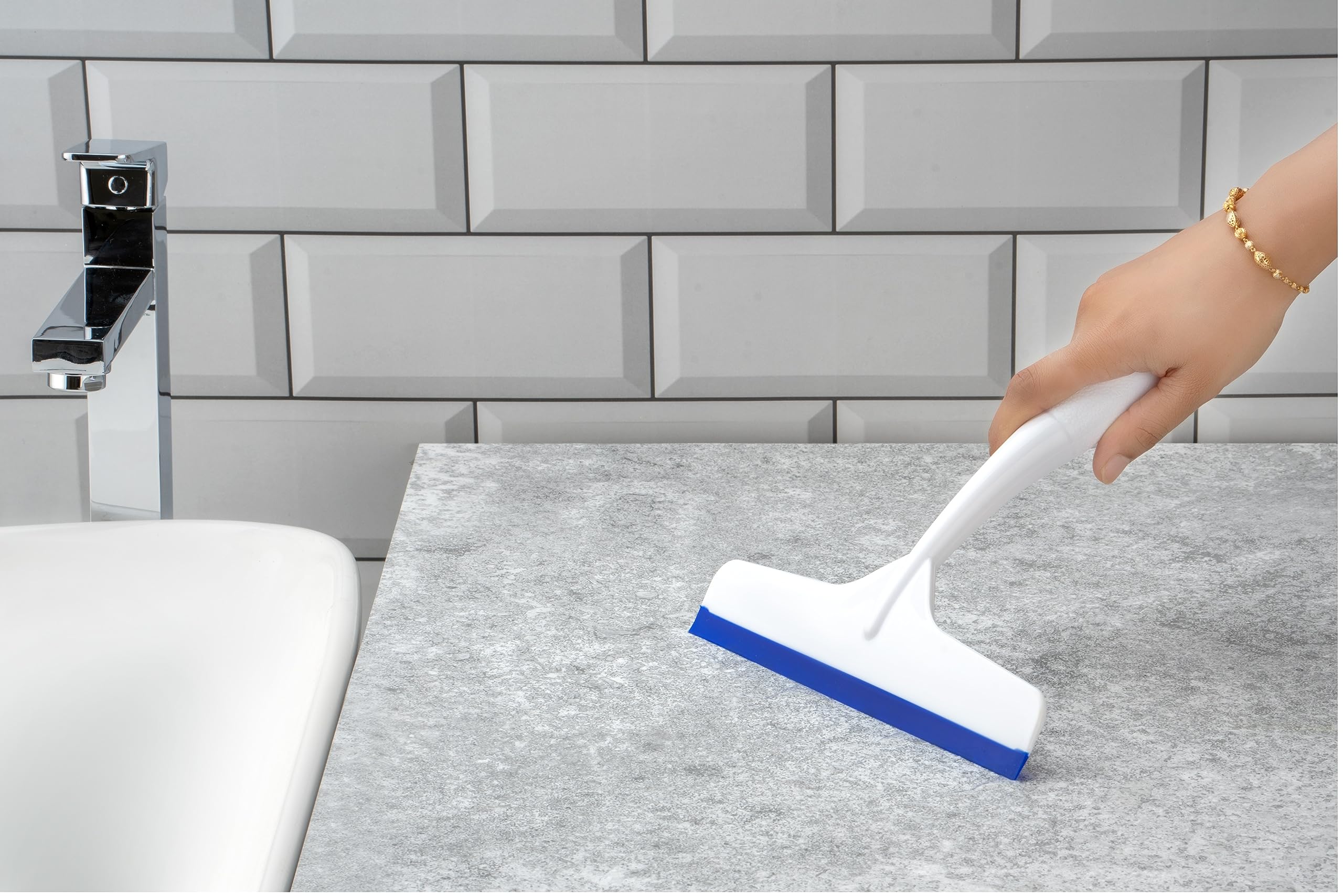 Moxstar Plastic Squeegee for Kitchen, Windows, and Glass Cleaning - Heavy Duty Scraper for Shower, Car, and Mirror Wiping