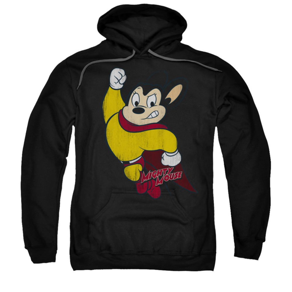 Mighty Mouse Classic Hero Pullover Hoodie - Men's Size M | Soft Cotton Fleece Hooded Sweatshirt | Casual Wear & Street Style Outfit