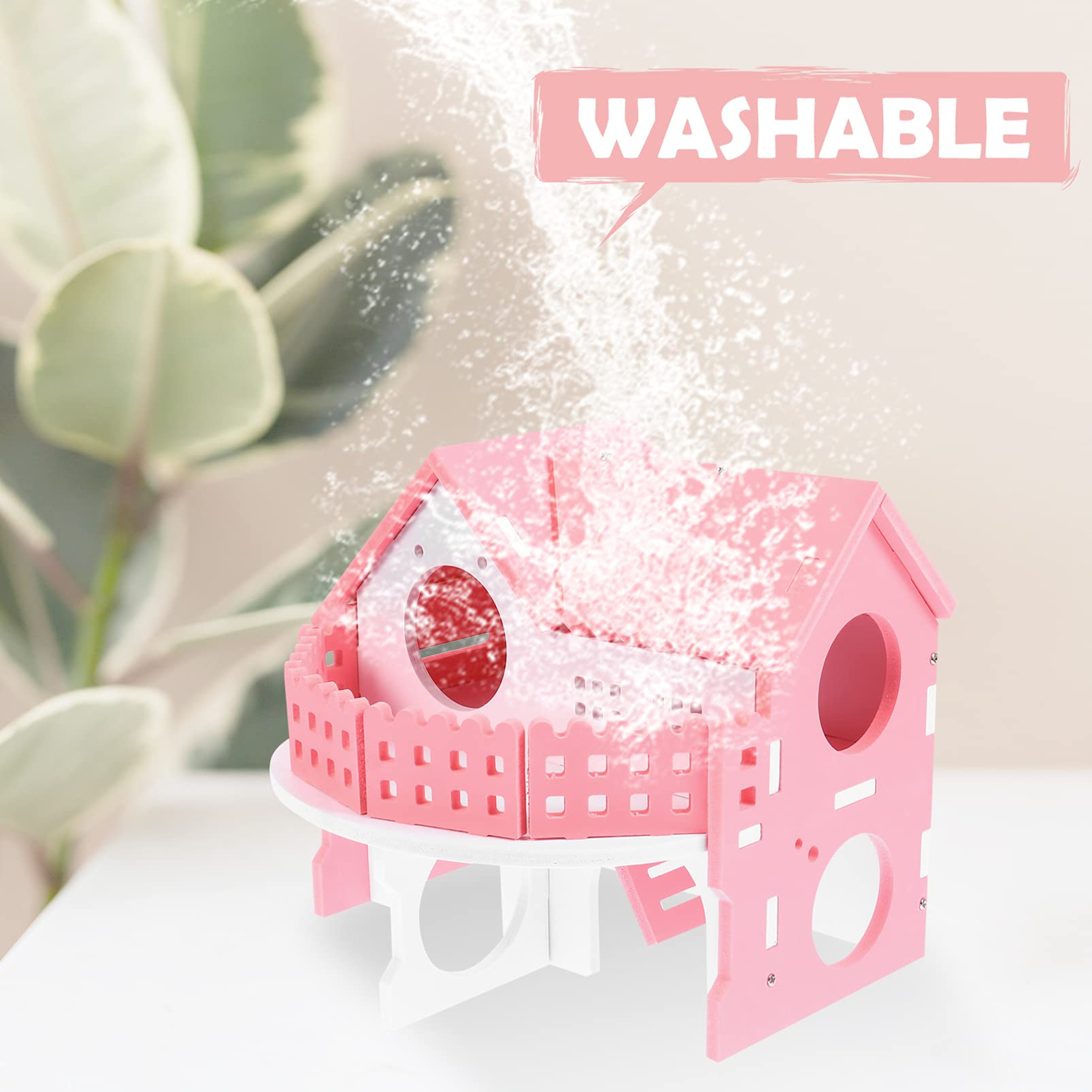 Balacoo 2-Story Hamster Hideout Hut & Chew Toy - Natural Wooden Small Animal House for Dwarf Hamsters, Gerbils, and Pet Rats - Perfect for Chewing, Playing, and Nesting - Ideal for Cage Accessories and Small Pet Enrichment Activities