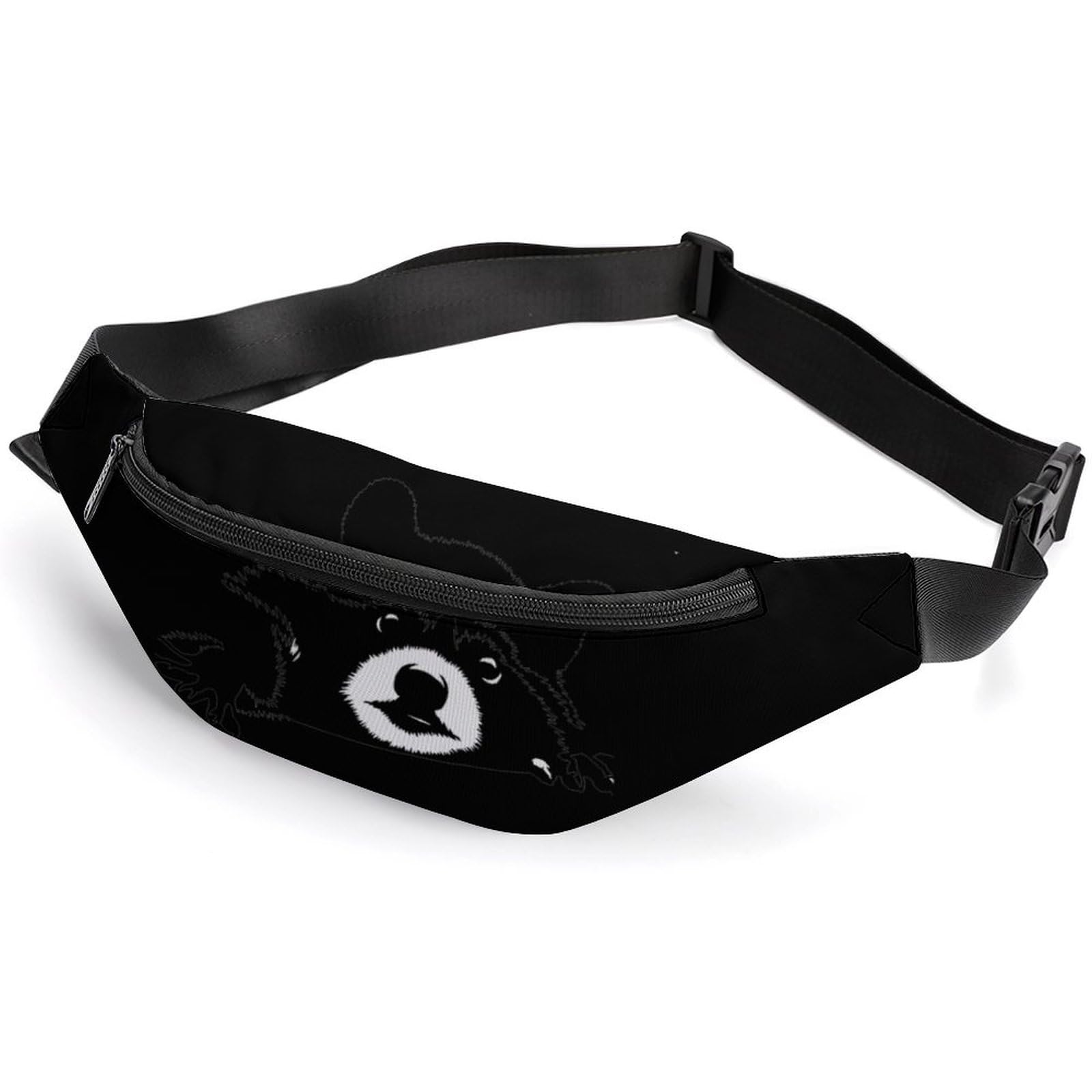 Black and White Raccoon Print Belt Bag - Adjustable Waist Pouch & Crossbody Bag for Women & Men - Perfect for Hiking, Travel, and Everyday Use