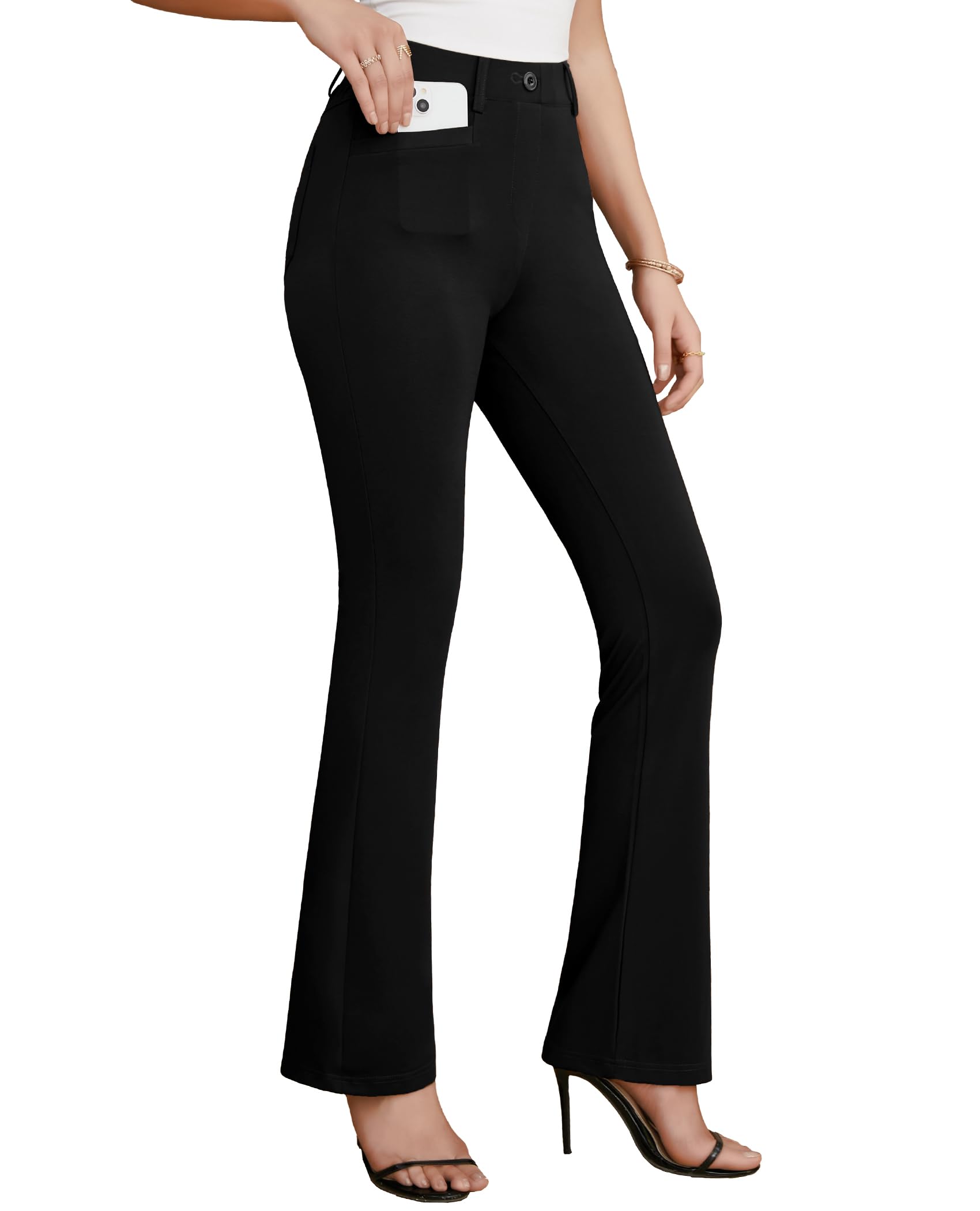 Siliteelon Women's High Waisted Bootcut Dress Pants - Stretchy Pull On Business Trousers for Work, Office & Casual Wear | Comfortable Yoga Pants for Professional & Everyday Outfits