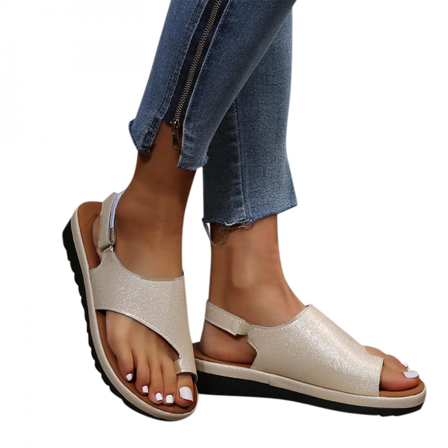 Women's Dressy Flat Sandals with Rhinestone & Glitter - Criss Cross Strap Slingback Open Toe Sandals for Beach, Party & Summer Outfits