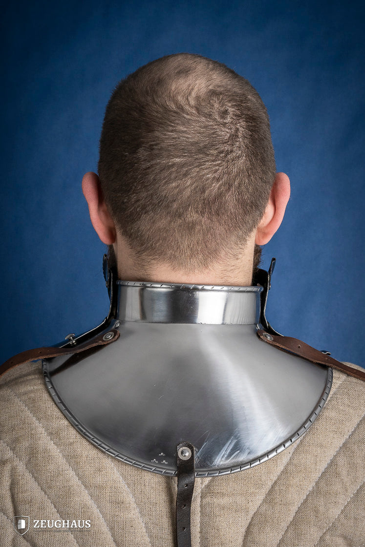 Medieval Articulated Gorget with Bevor - 2mm Polished Steel Armor for Renaissance Fairs & LARP Battles (1480-1500 Style)