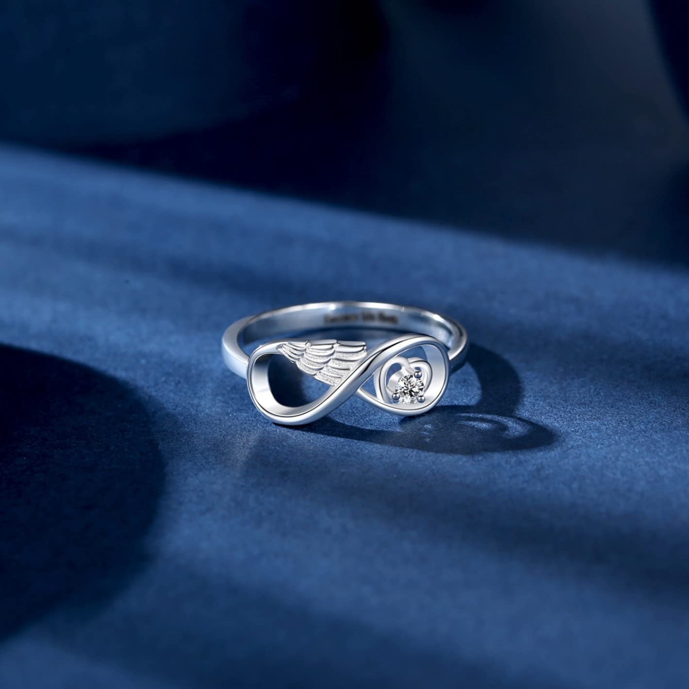 Personalized Engraved Sterling Silver Angel Wing Ring for Mom - Custom Name Mother's Day Gift with Birthstone | Memorial Jewelry for Pregnancy Loss, Mother-Daughter Bonding & Special Occasions