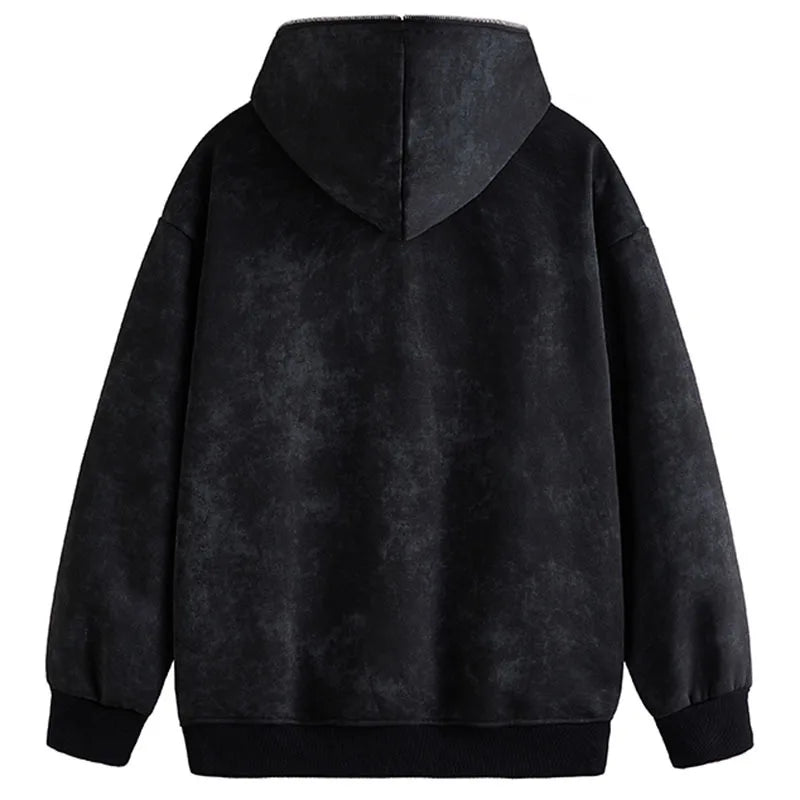 Men's Faux Two-Piece Hoodie - Distressed Plaid Round Neck Thick Casual Pullover Sweatshirt for Winter | Streetwear, Loungewear & Outdoor Activities