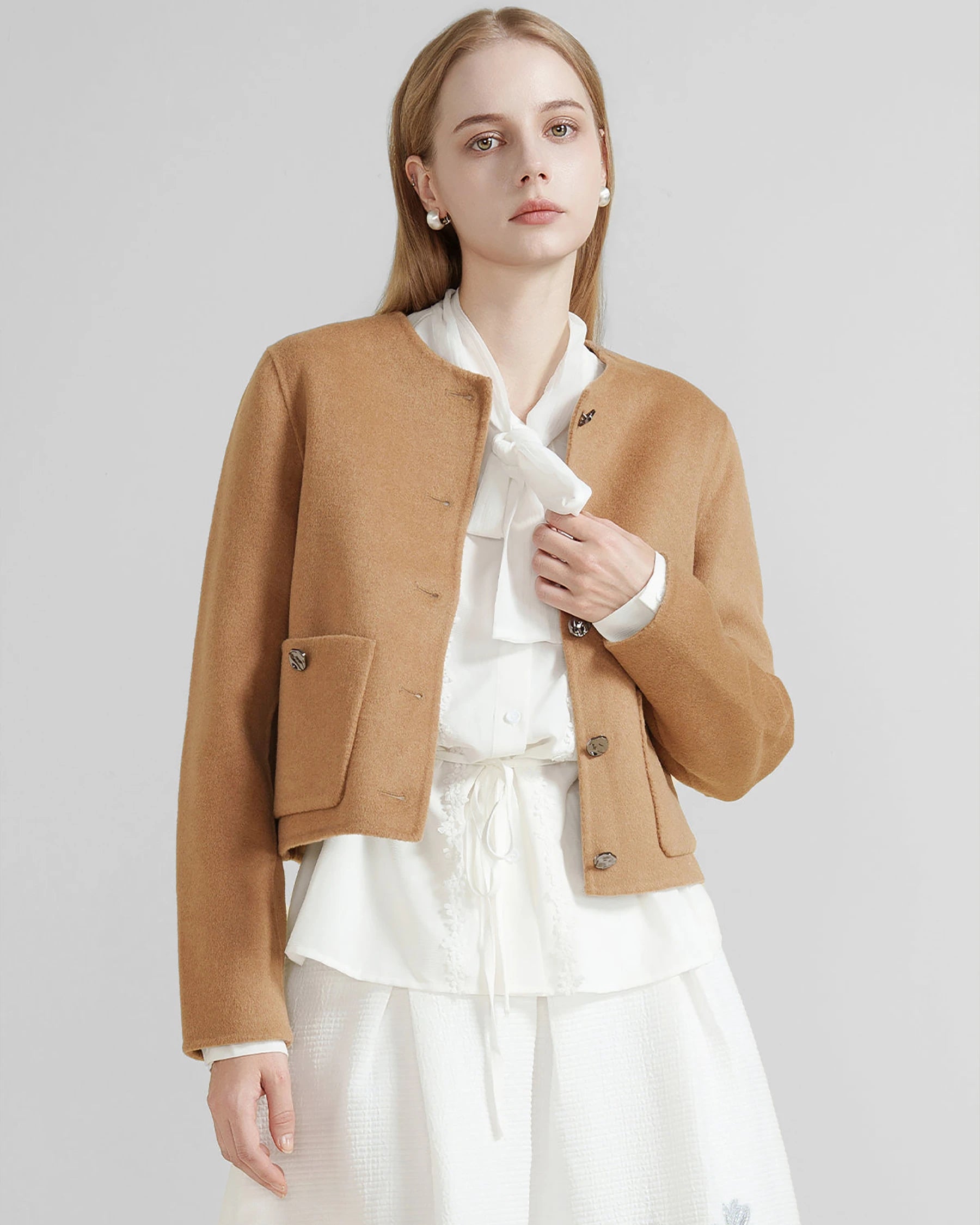 Women's Round Neck Wool Coat - Warm Winter Jacket for Casual & Office Wear | Perfect for Cold Weather & Stylish Outfits