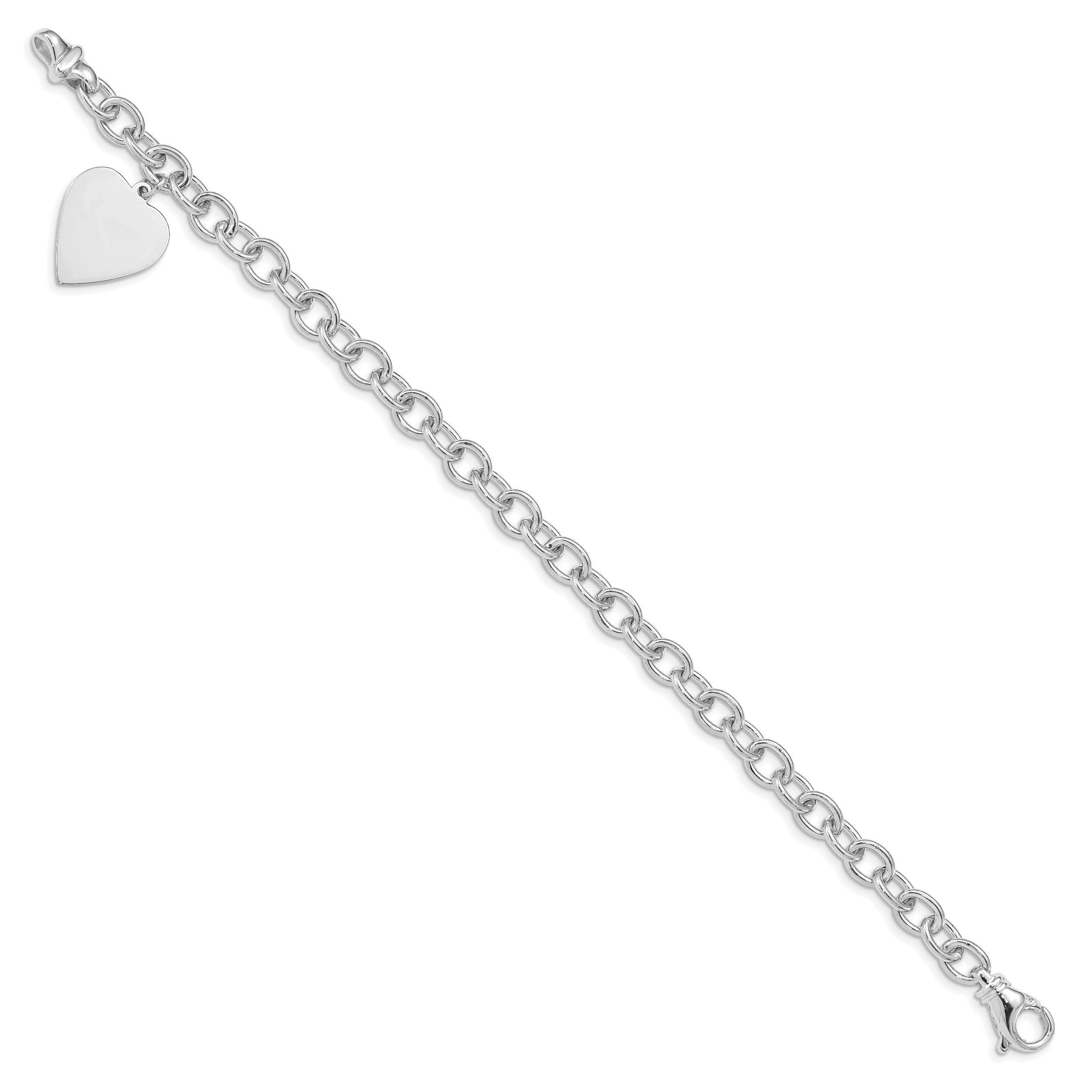 Avariah 14k White Gold Heart Charm Link Bracelet & Anklet - 7.5