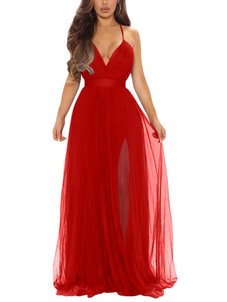 XXTAXN Women's Sexy Deep V Neck Split Cocktail Dress - Elegant Formal Evening Gown for Bridesmaid, Prom, Wedding Guest & Special Occasions