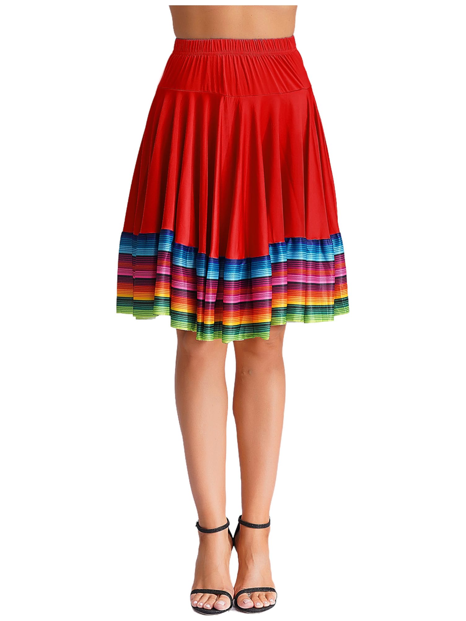 YOOJIA Women's Folklorico Dance Skirt | Spanish Swing Skirt for Mexican Flamenco & Folk Dance Performance | Perfect for Stage Shows, Cultural Events & Dance Classes