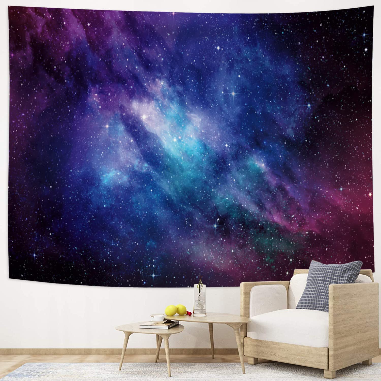 GKLEASG Blue Purple Space Galaxy Tapestry - Psychedelic Starry Universe Wall Hanging for Bedroom Decor | Perfect for Boho Room Aesthetic, Dorm Wall Art & Meditation Space