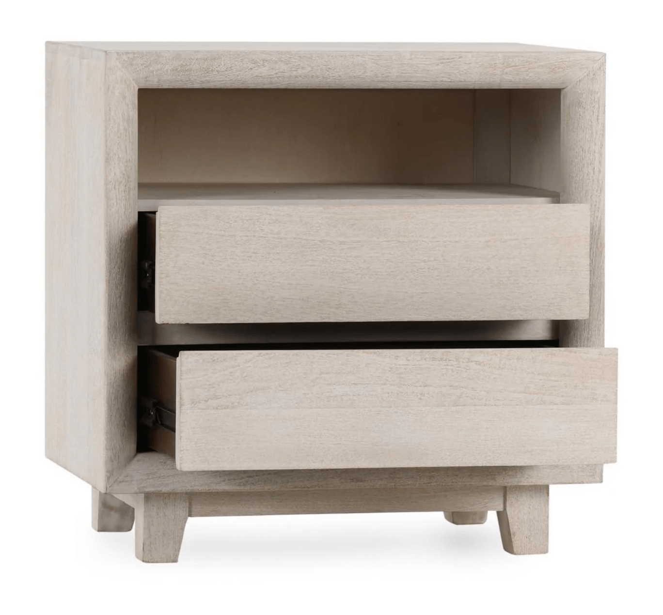 Seaside Whitewash 2-Drawer Bedside Chest - Stylish Nightstand for Coastal & Farmhouse Bedroom Decor
