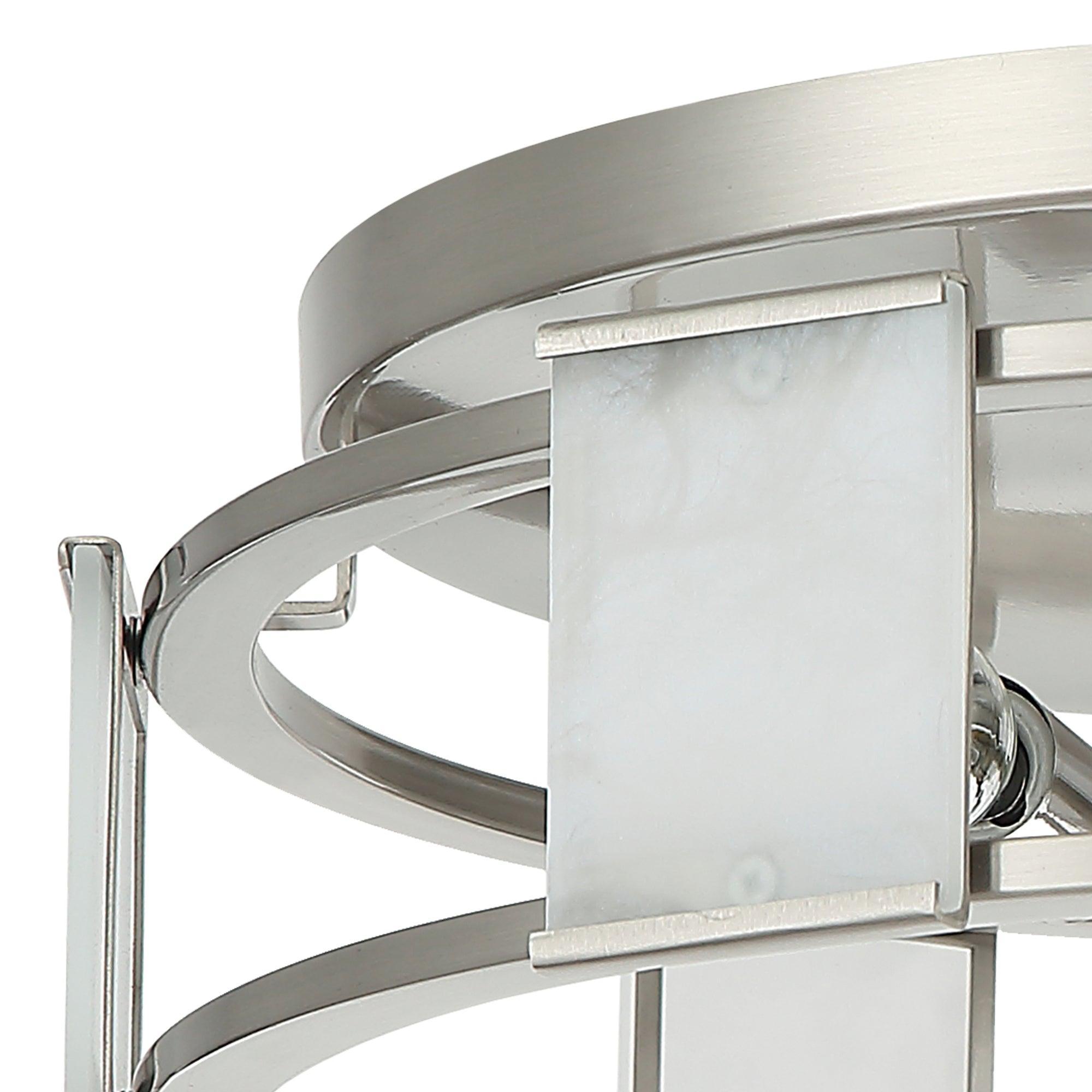 15 Inch Satin Nickel 3-Light Flush Mount Ceiling Fixture - Industrial Style Lighting for Kitchen, Bedroom, or Hallway