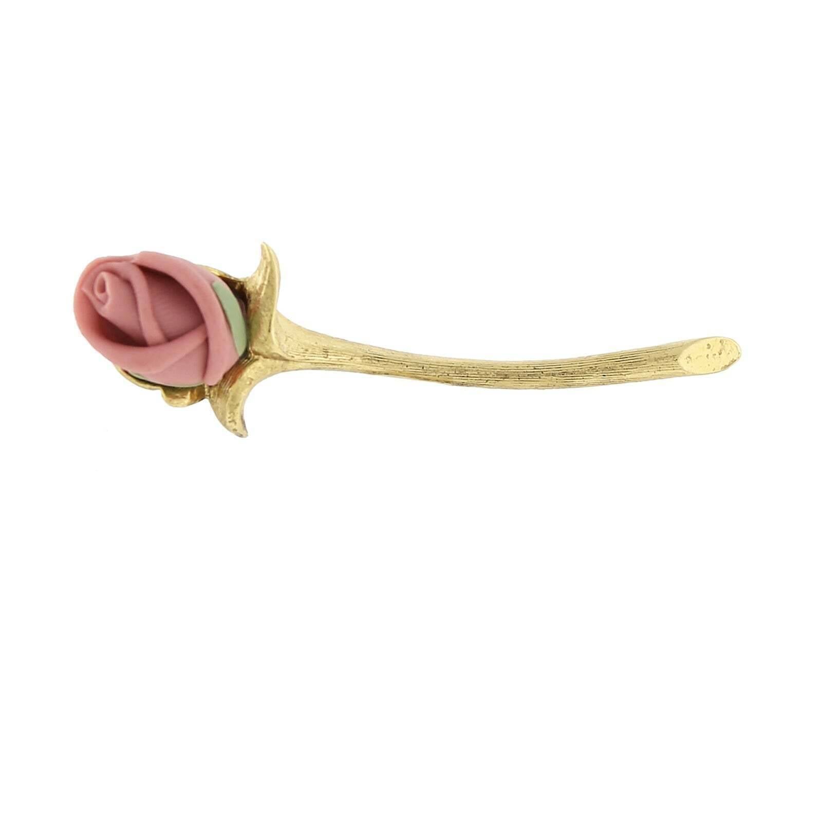 1928 Vintage Handmade Pink Porcelain Rose Brooch Pin - Elegant Floral Jewelry for Women, Perfect for Weddings, Parties & Special Occasions
