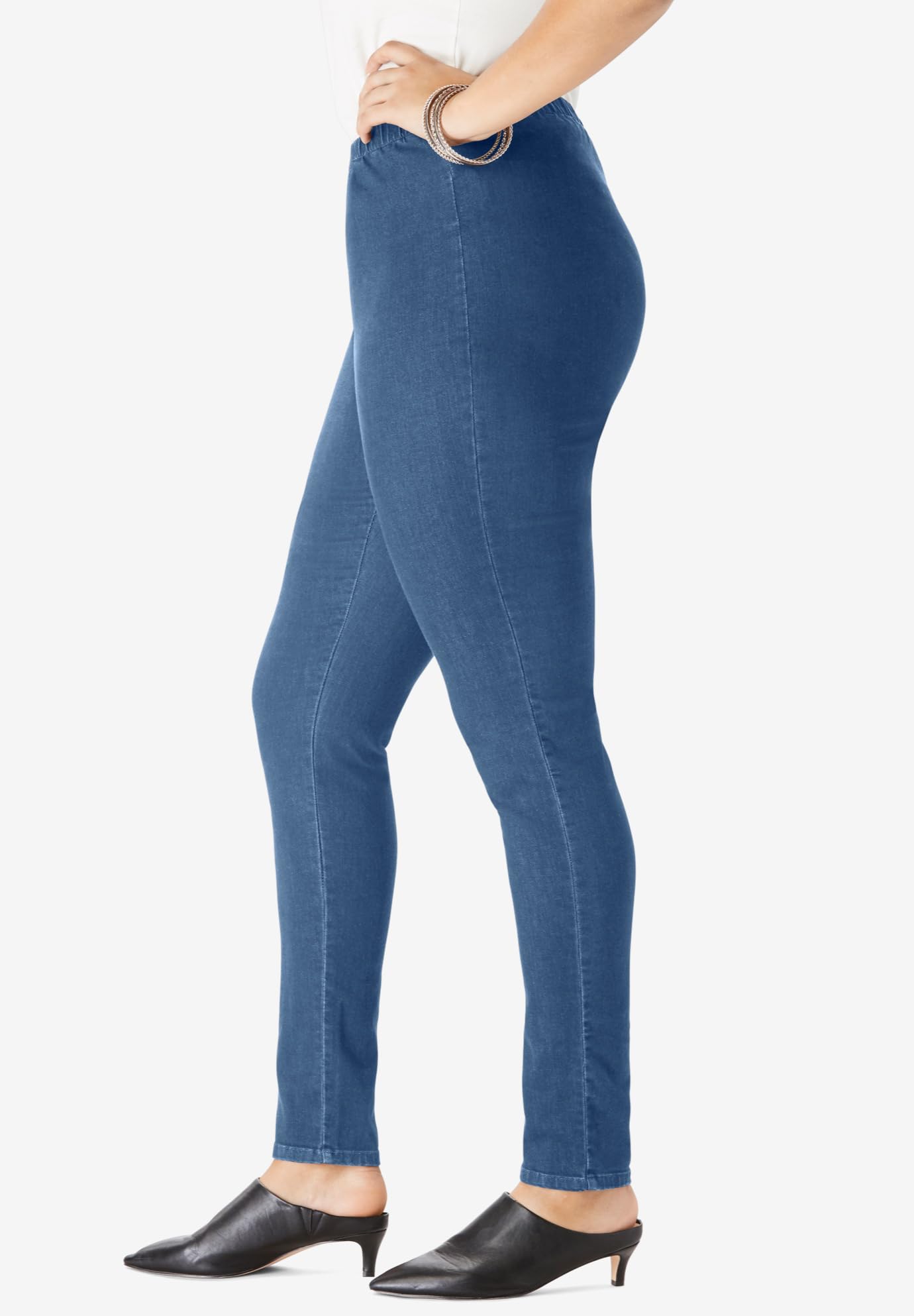 Roaman's Skinny-Leg Comfort Stretch Jeans for Women - High Waist Slim Fit Denim Pants with Elastic Waistband | Perfect for Work, Casual Outfits & Everyday Wear