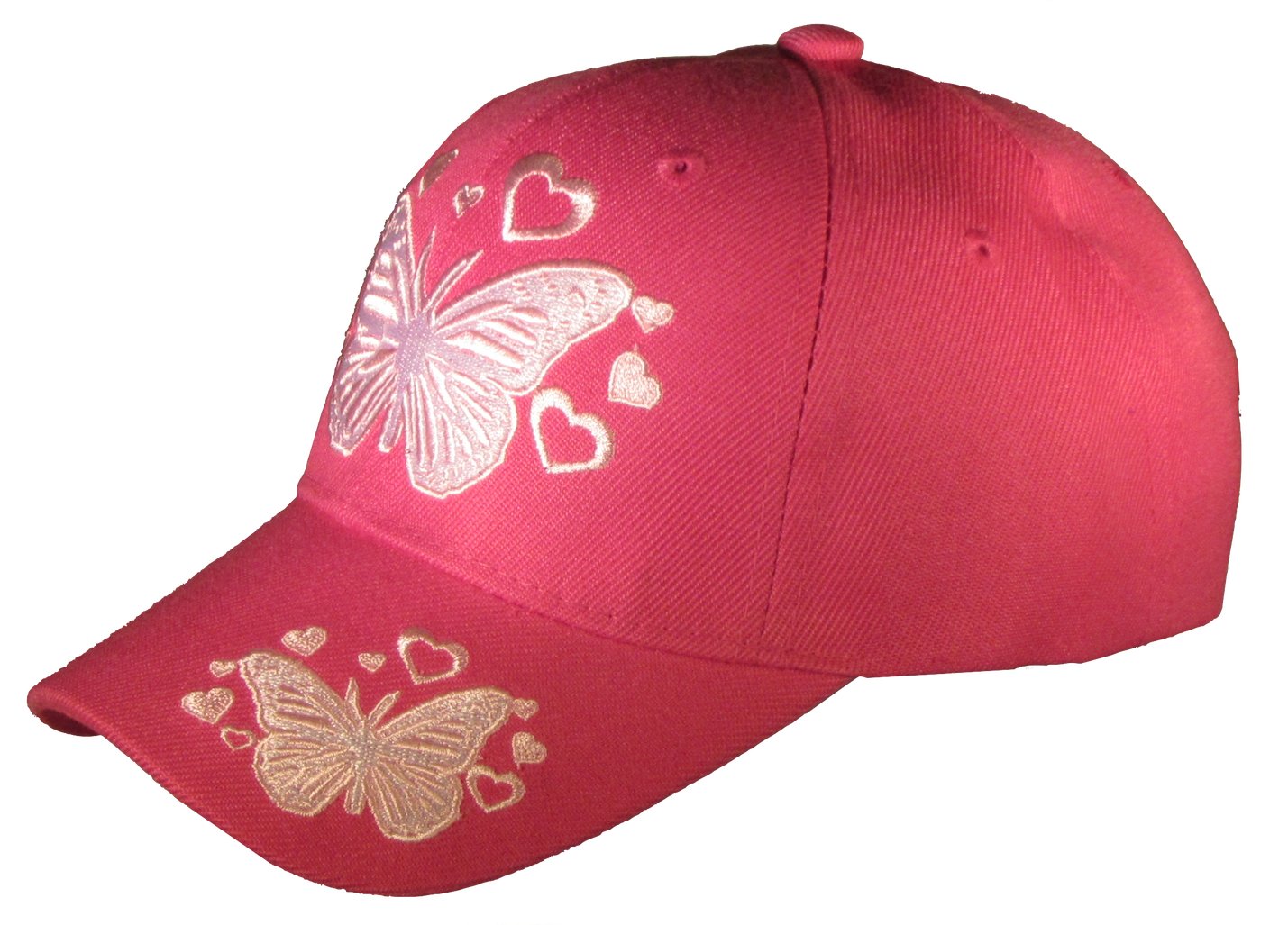 Kids Youth Pink Butterfly Baseball Cap - Adjustable & Stylish for Girls Outdoor Activities, Sports, and Sun Protection