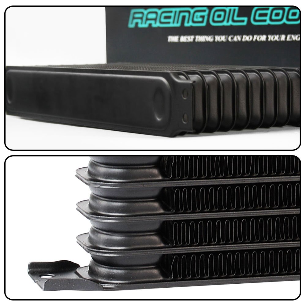 Universal 15 Row AN10-10AN Aluminum Engine & Transmission Oil Cooler Kit with Oil Hose End Fittings - High Performance Cooling for Racing, Off-Road & Heavy-Duty Vehicles