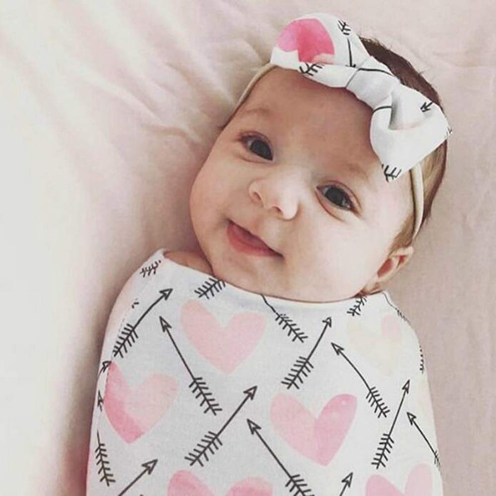 Soft Newborn Receiving Blanket & Headband Set - Baby Swaddle Wrap for Boys & Girls - Perfect for Newborn Photography & Baby Shower Gifts - Ideal for Hospital Photos, Baptism, and First Birthday Celebrations