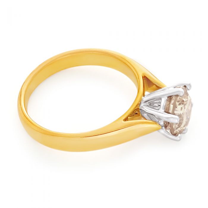 18ct Yellow Gold Solitaire Ring with 1.5 Carat Australian Diamond - Elegant Engagement Ring for Women, Perfect for Proposals, Anniversaries & Special Occasions