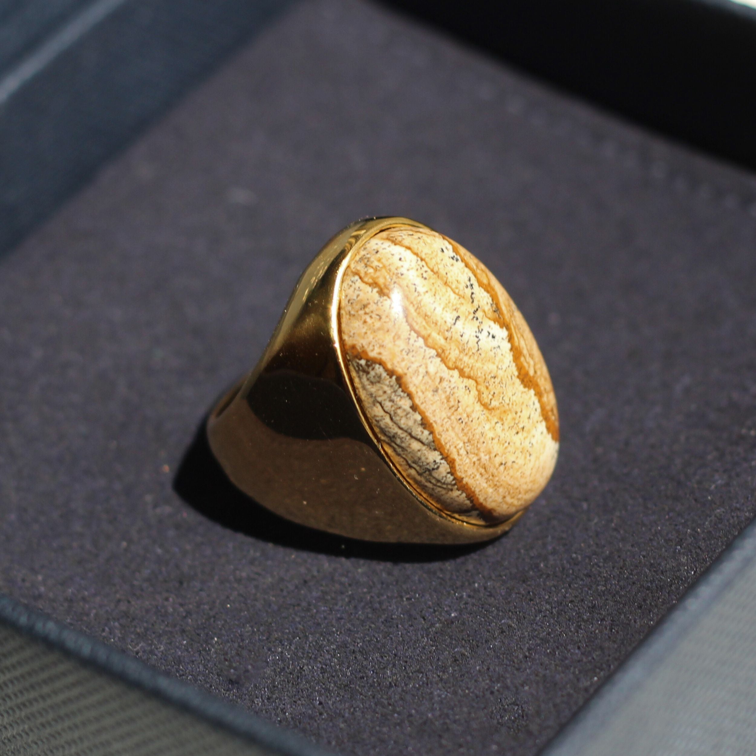 Natural Picture Jasper Oval Cut Ring for Women - Healing Stone Jewelry for Meditation, Energy Balance & Spiritual Gifts